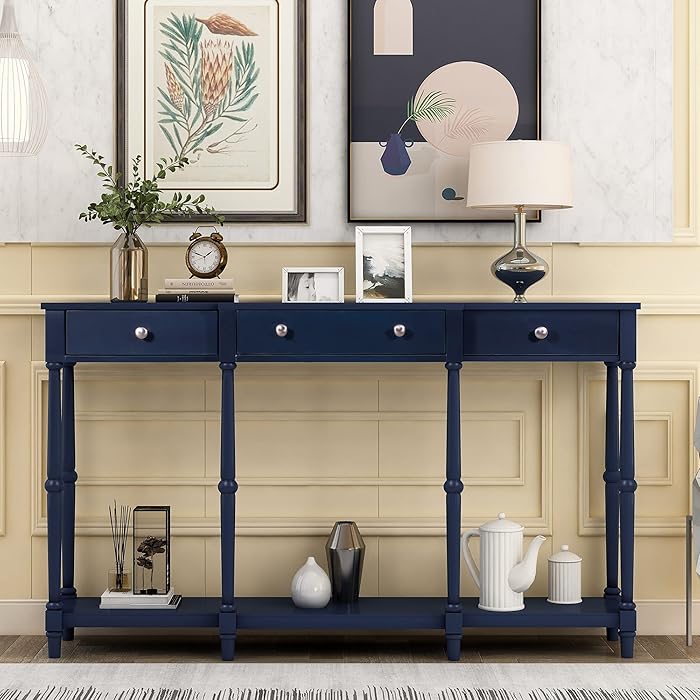 Buy Livspace Solid Wood Console Storage Shelf and Drawers,Classic