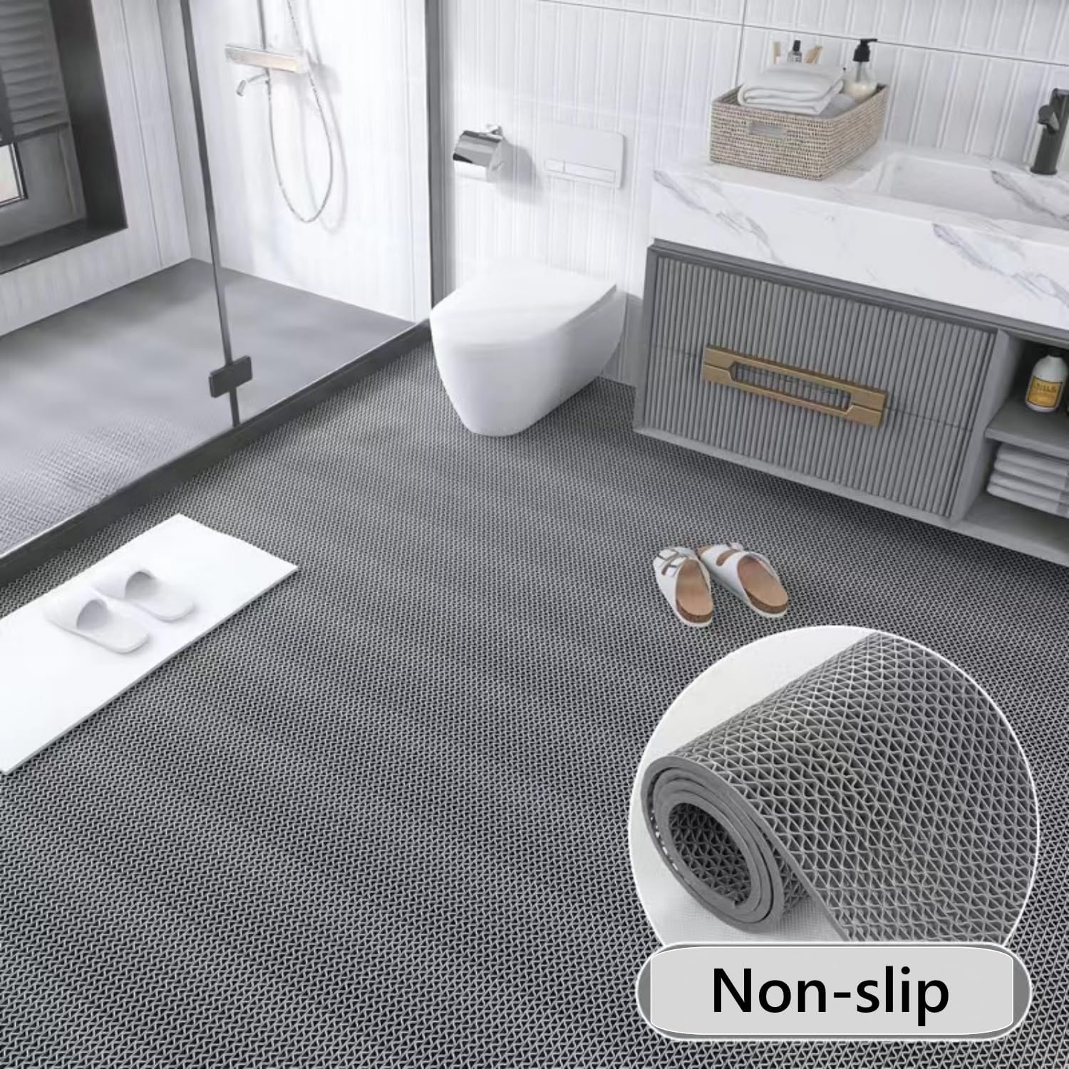 3x8Ft Drainage Mat Anti Slip Commercial PVC Mesh Hollow Mat for Wet Area Restaurant Patio Kitchen Pool Bathroom Floor(1/5'' Thick) - Image 4