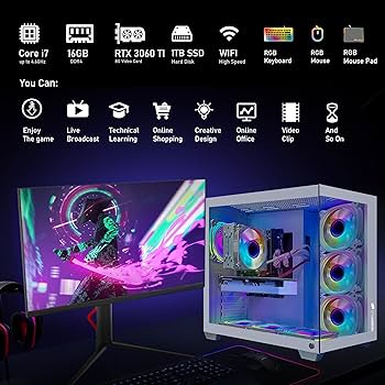 Amazon.com: STGAubron Gaming PC, GeForce RTX 3060 Ti 8G