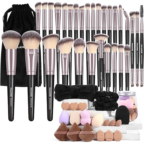 MAANGE Makeup Brushes 51 Pcs Makeup Kit, Multi-functional Makeup Tool Set with Makeup Brush Foundation Brush Make up Brushes Set (Black Gold)