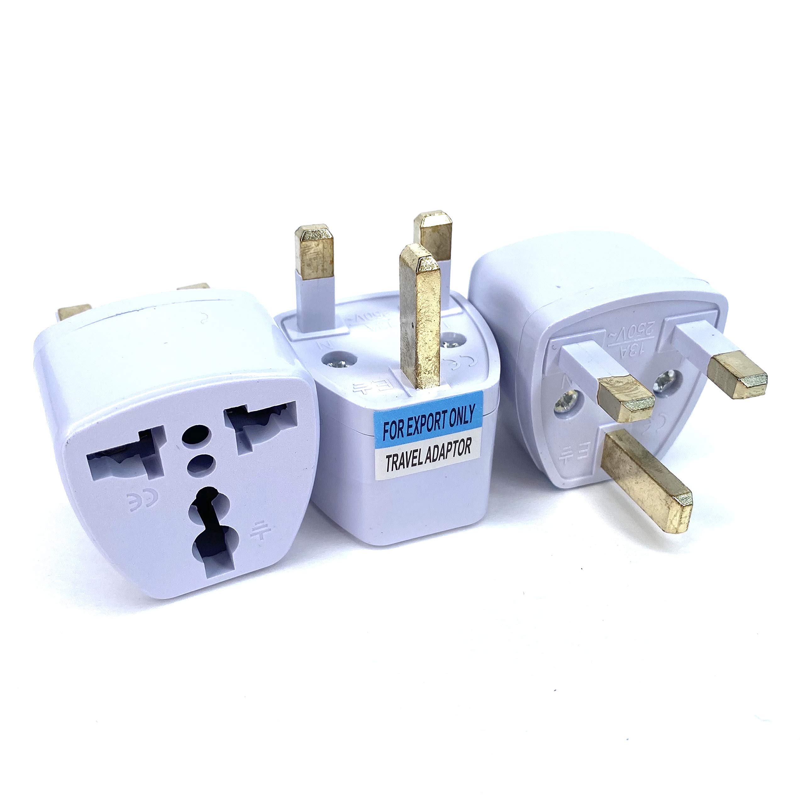Compact U.S. to UK Plug Adapter (3-pack) with UK/Europe Travel SIM card, Travel to UK Bundle