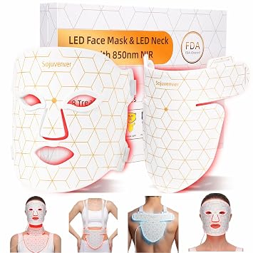 Red Light Therapy Mask for Face, Neck & Body, 8 Colors LED Mask 850nm NIR