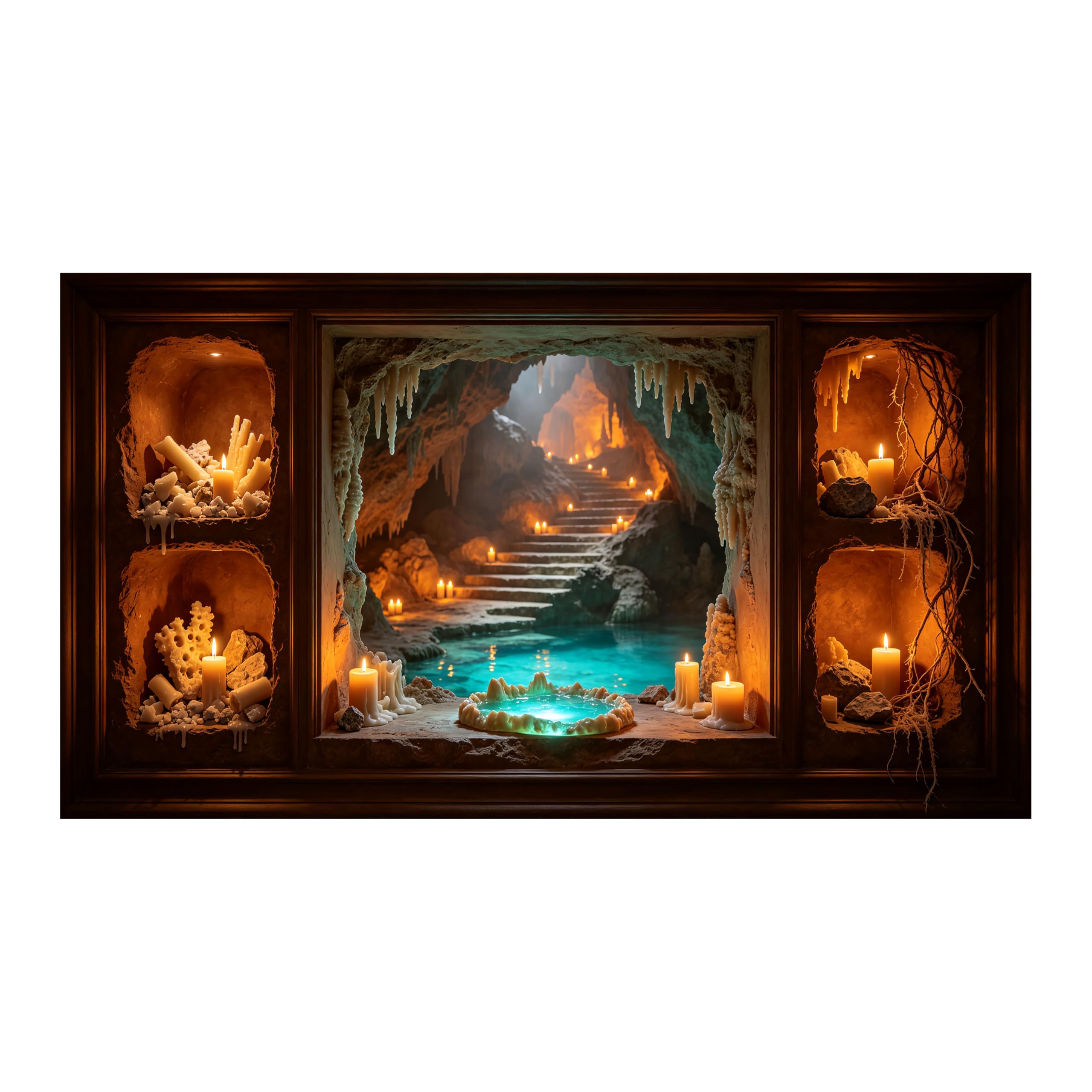 Yzpallescene Art260711128 3D Framed Wall Art Mystical Cave Candlelight Fantasy Large Size Selfadhesive Removable Wall Decor Prints Artwork For Living Room Bedroom Office