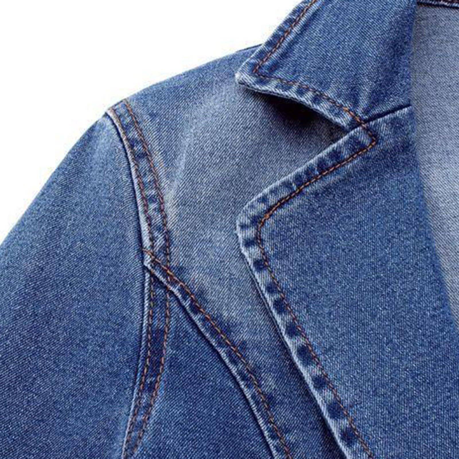 Cocila Veste En Jean Pour Femme Couleur Unie Coupe CintréE Avec Poche à Nouer Automne Manteau Fourrure Veste Blanche Demi Saison Vestes De RandonnéE Homme Mi Doudoune Longue