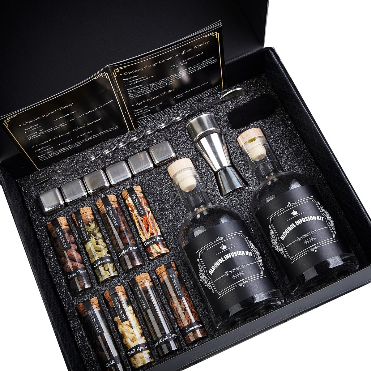 DIY Cocktail Infusion Kit, 15pc. Cocktail Making Kit, Mixology Set for Vodka, Gin, & Whiskey Lovers. Ideal for Whiskey Enthusiasts and Idea Sets. Premium Quality, Customizable
