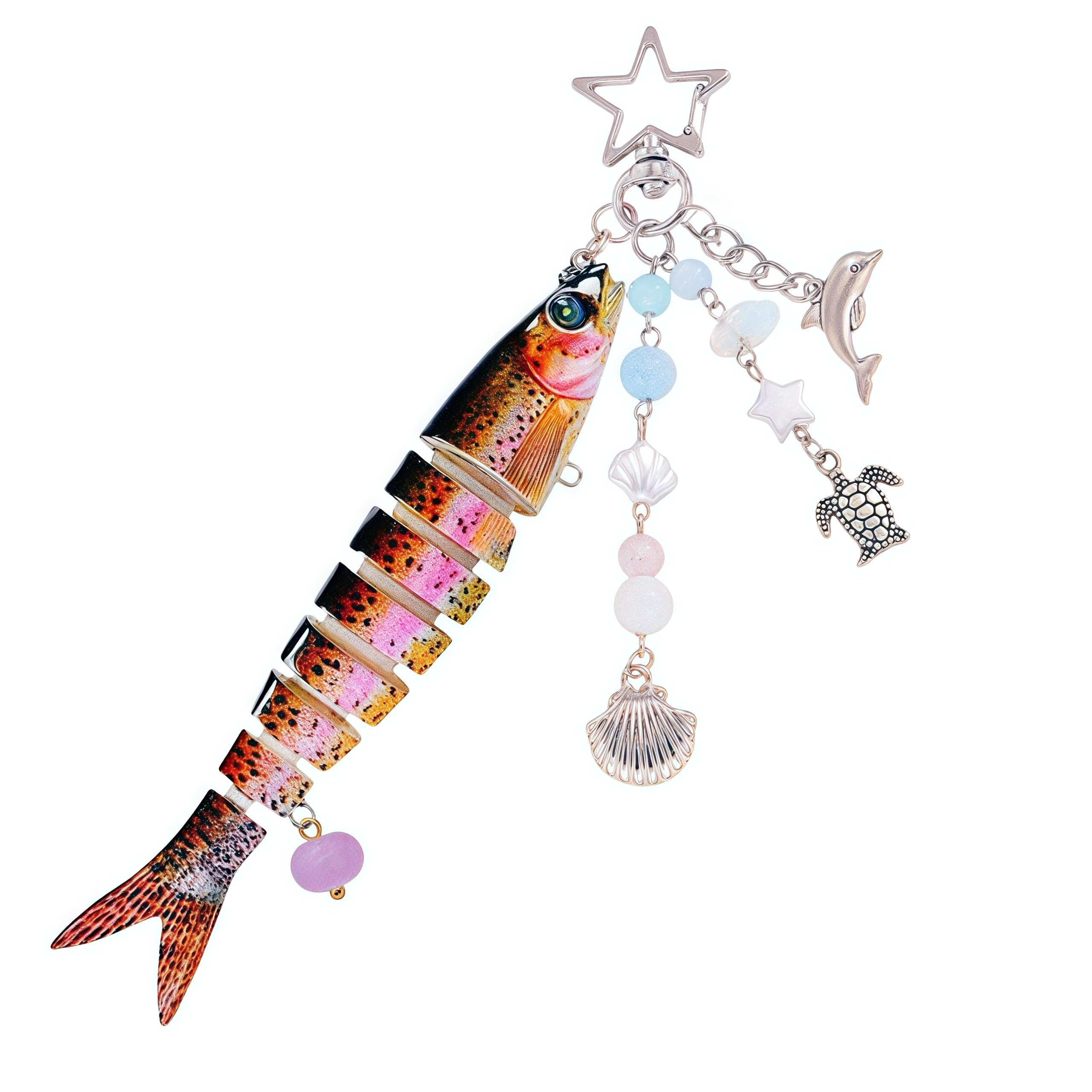 Jxueych Fish Keychain Stunning Gift for Her, Perfect Father's Day Gifts, for Fishing Enthusiasts & Marine Life Lovers