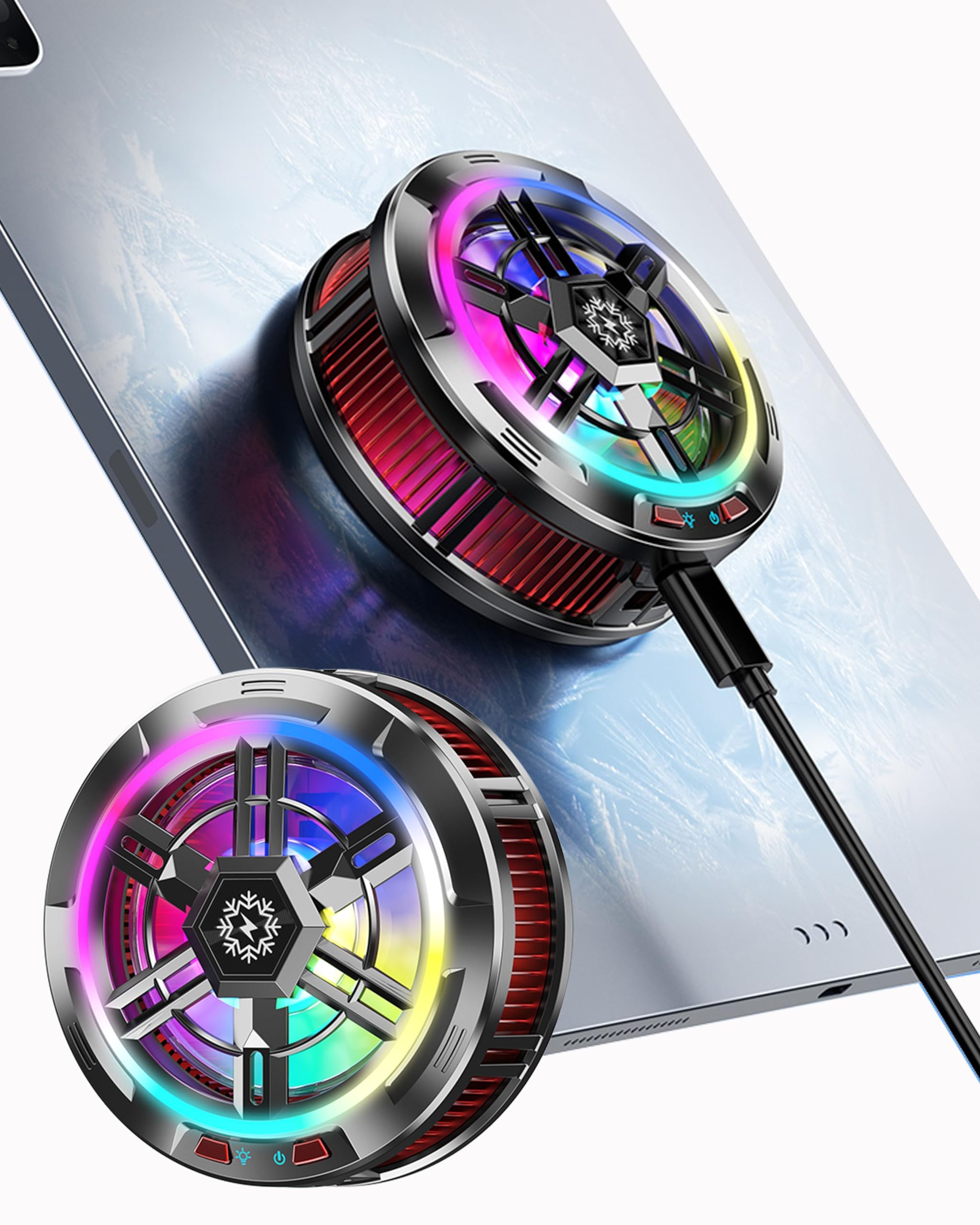 iPad Cooler, Magnetic Tablet Cooler for ipad/Surface pro/Samsung Tab/Steam Deck, Magsafe Compatible, Ipad Cooling Fan with Temperature Display for Mobile Gaming, Tiktok Live Streaming