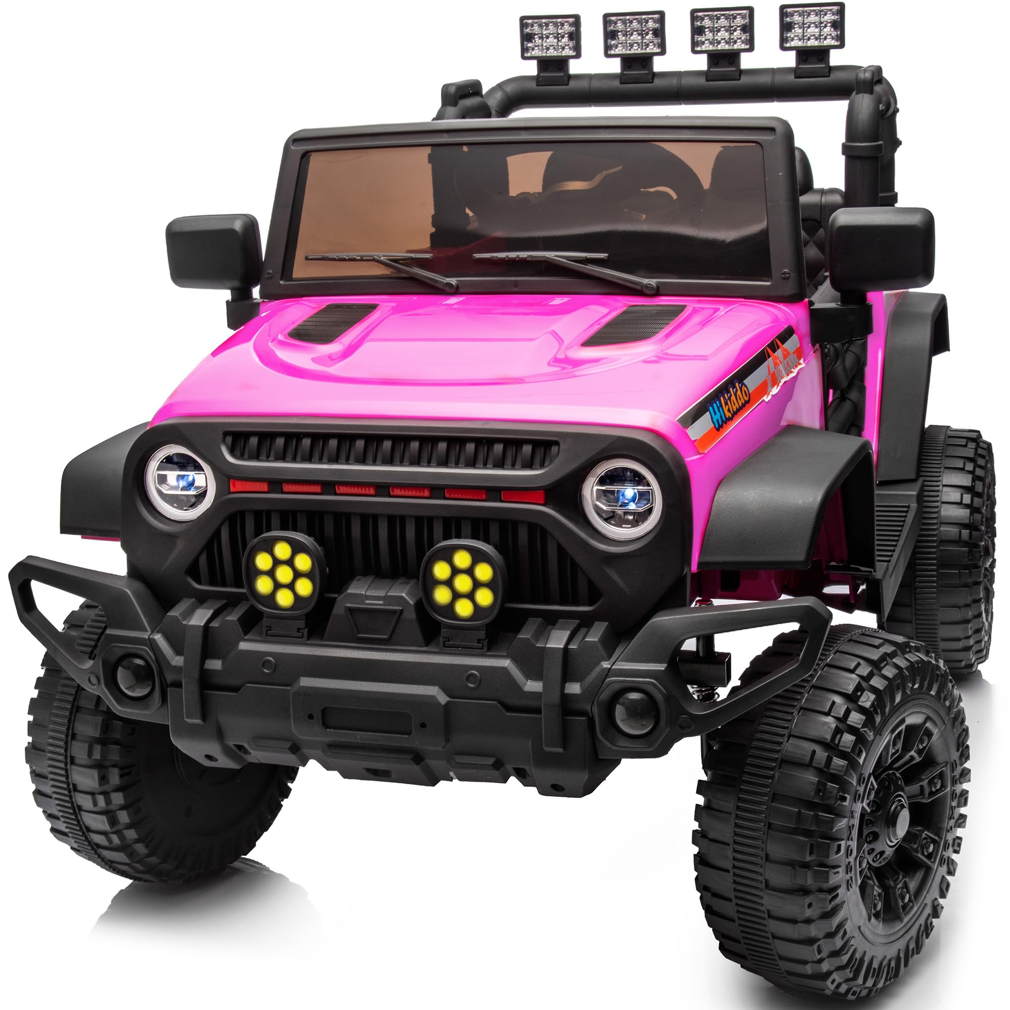 Hikiddo 4WD Kids Ride on Car Truck, 12V 7Ah Kids Electric Vehicles Car Ride on Toy for Toddlers w/Remote Control - Pink