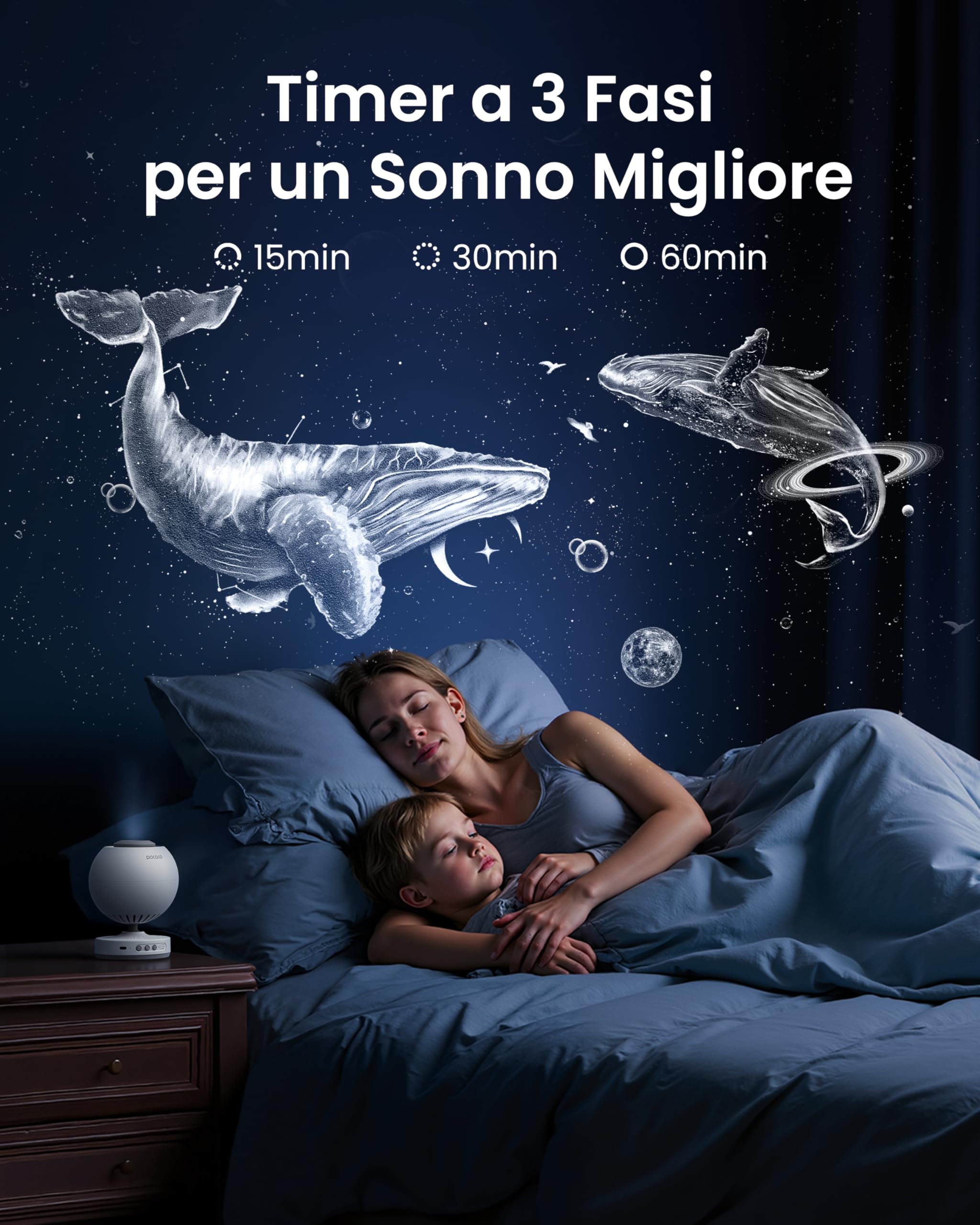 POCOCO Proiettore Stelle, Hd Star Projector Ricaricabile, 5K HD Dischi | Galassia Realistica,Autonomia 6h,Timer,2 Dischi Sostituibili.Decorazione Della Camera, Studio E Relax, Per Adulti E Bambini