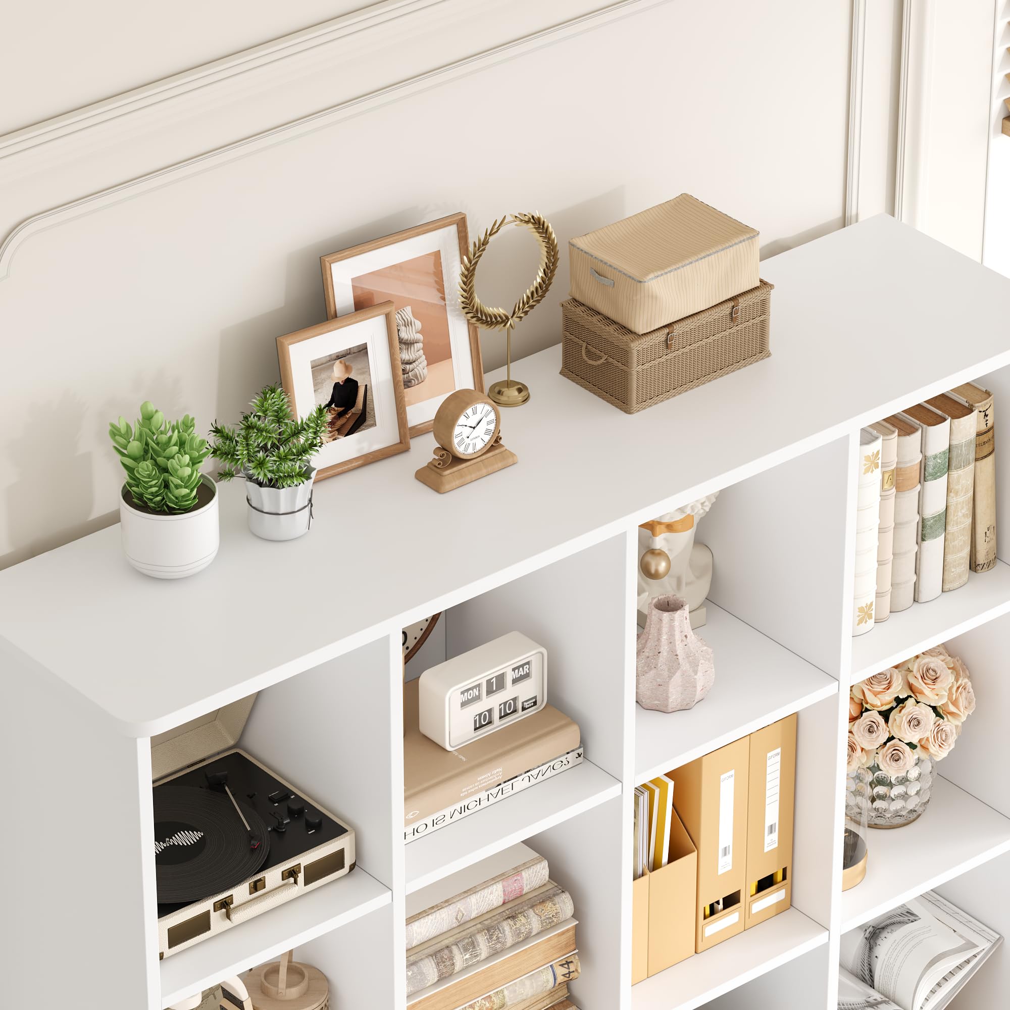 FirFurd 144.8cm Libreria, Libreria da Parete a 12 Scomparti, Bianco