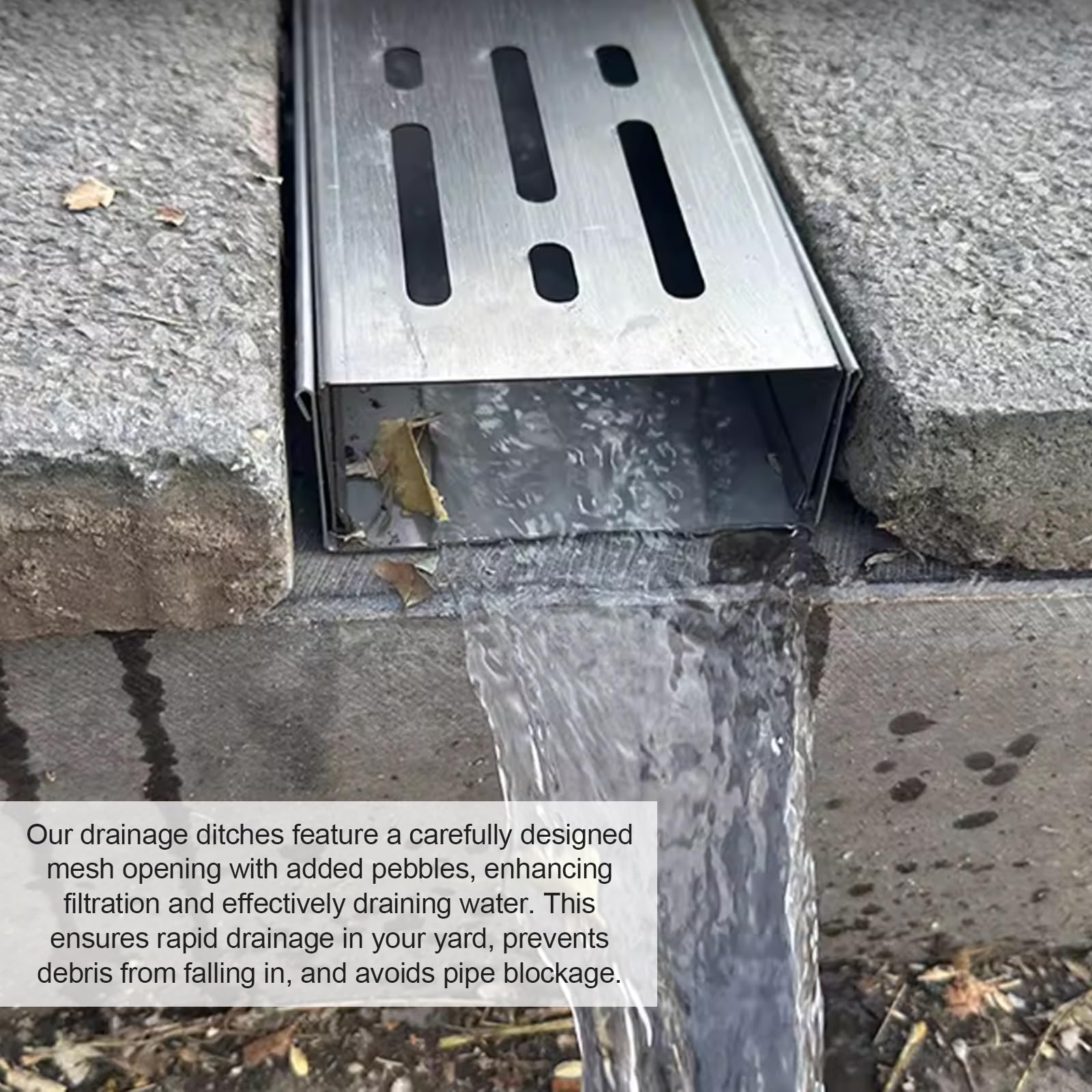 Ukryta rynna drenażowa ze stali nierdzewnej Zintegrowana listwa, zestaw drenażowy do betonu na zewnątrz, wąska rynna liniowa na patio ze stali nierdzewnej(H4*W6.5CM/H1.57*W2.56IN)