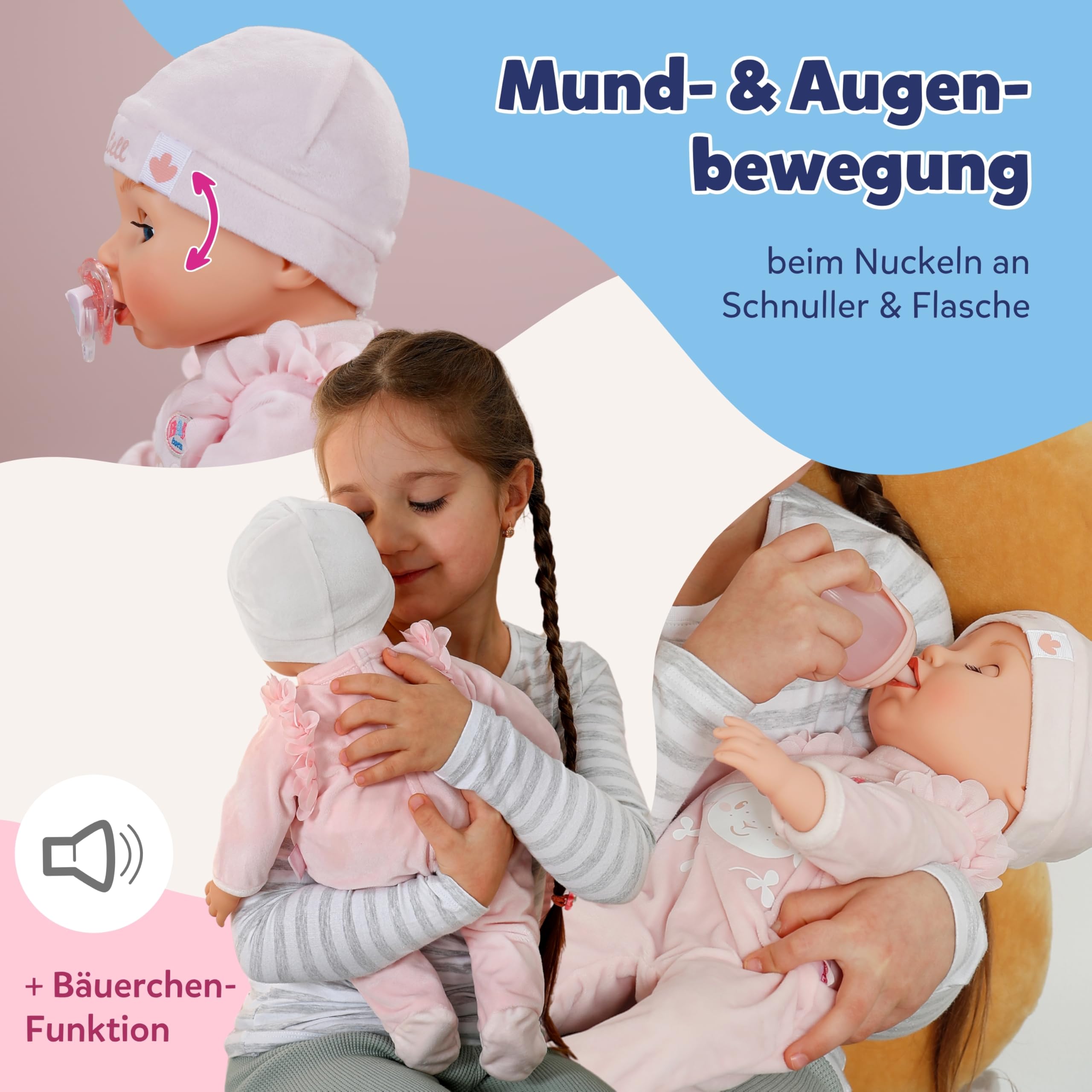 BABY Born Annabell 43 cm - Weiche Babypuppe mit 7 elektronischen Funktionen & Sound - Geeignet für Kinder ab 3 Jahren - Puppe inkl. Zubehör - Benötigt Batterien