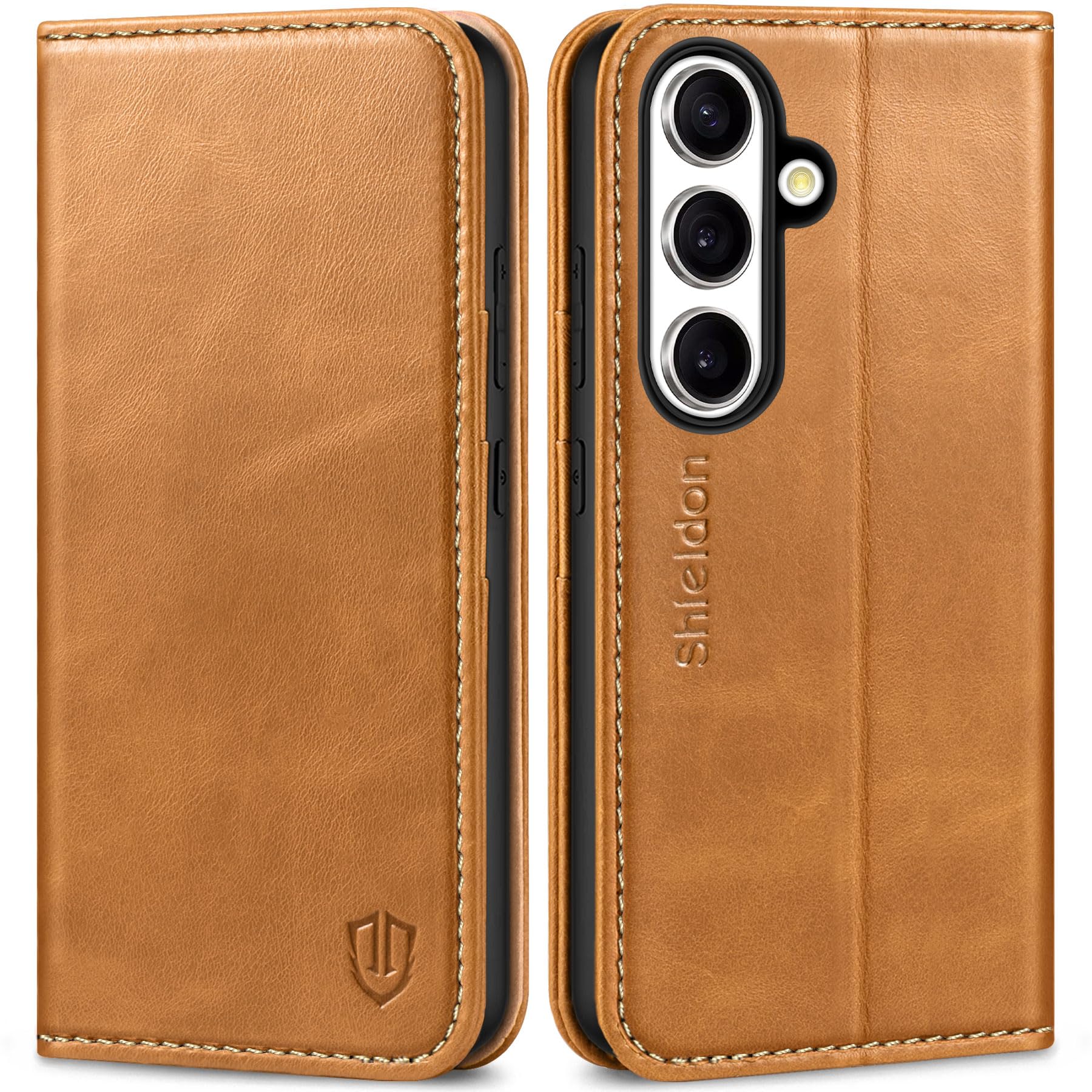 SHIELDON Case For Galaxy S25 Ultra 6.9" 5G, Genuine Leather Wallet - View #3