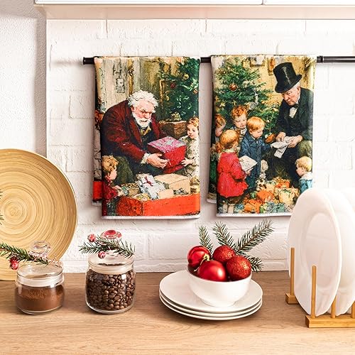 Miniatura 6 de 8 paños de cocina de Navidad, paños de cocina de Navidad, paños de té retro, decoración de baño para fiesta de Navidad, decoración del hogar, baño,