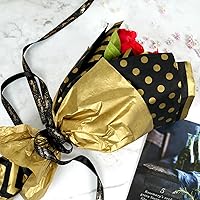 Vista 6 de MAMUNU 100 hojas de papel de seda negro y dorado a granel, papel de seda metálico para envolver bolsas de regalo y embalaje, papel de regalo negro