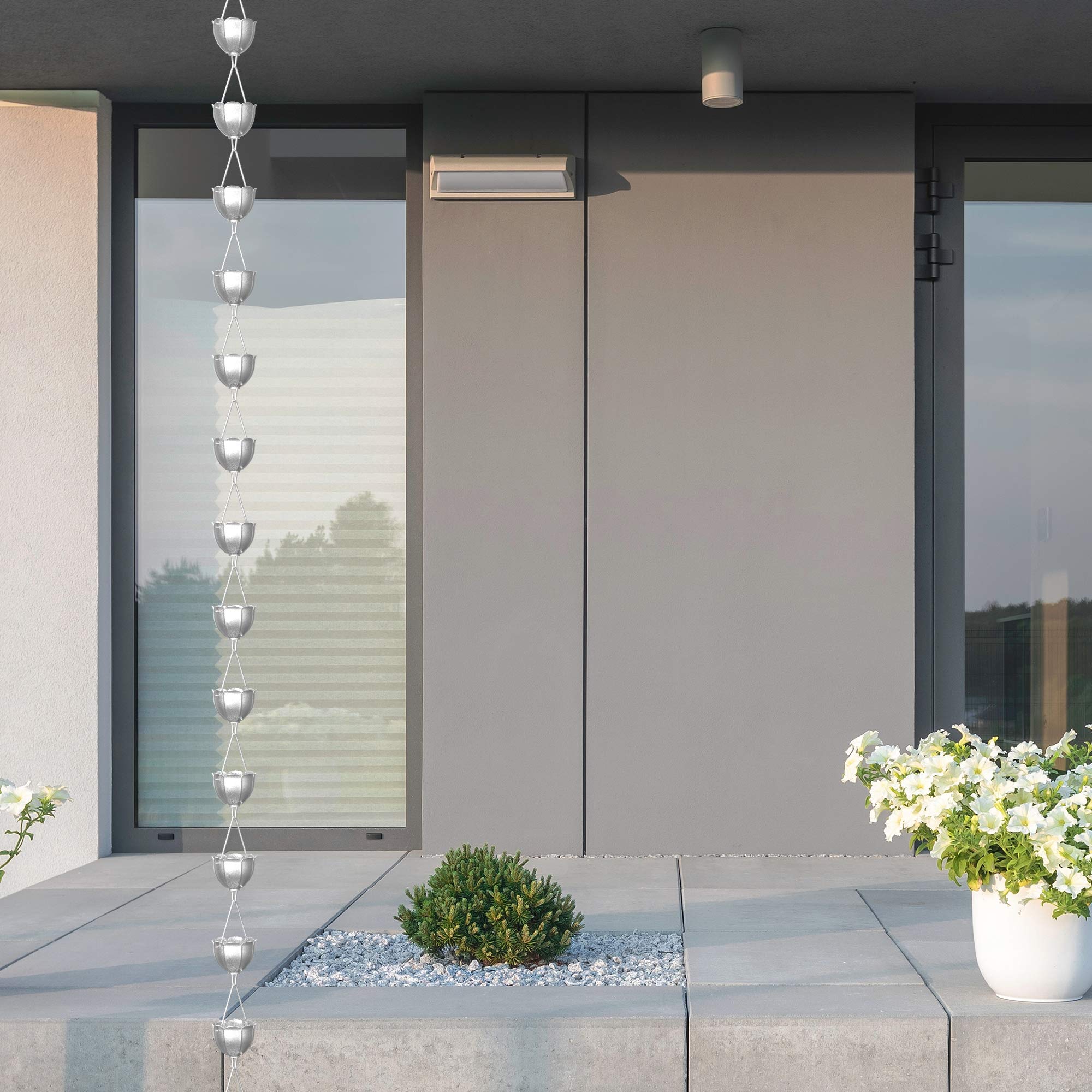 Rain Chains Direct Tulip Rain Chain, 8.5 Feet Length, Aluminum, Gray