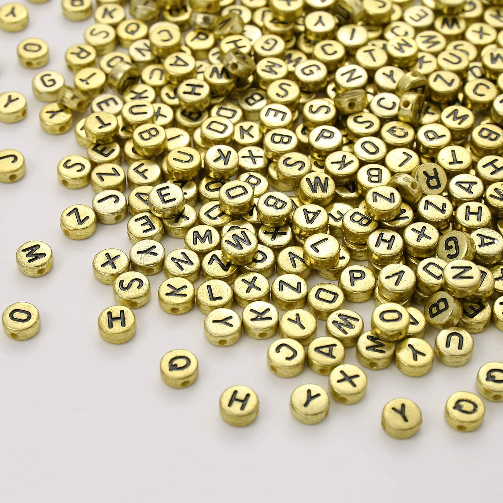 ToBeIT 1000Pcs Gold Round Letters Beads Acrylic Alphabet A-Z Round Beads Gold Craft Beads, for Jewelry Making Bracelets - Image 3