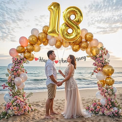 Miniatura 7 de KatchOn, Globos dorados enormes del número 18, 40 pulgadas, globo de aluminio 18 para decoraciones de feliz cumpleaños, globo del número 18 para