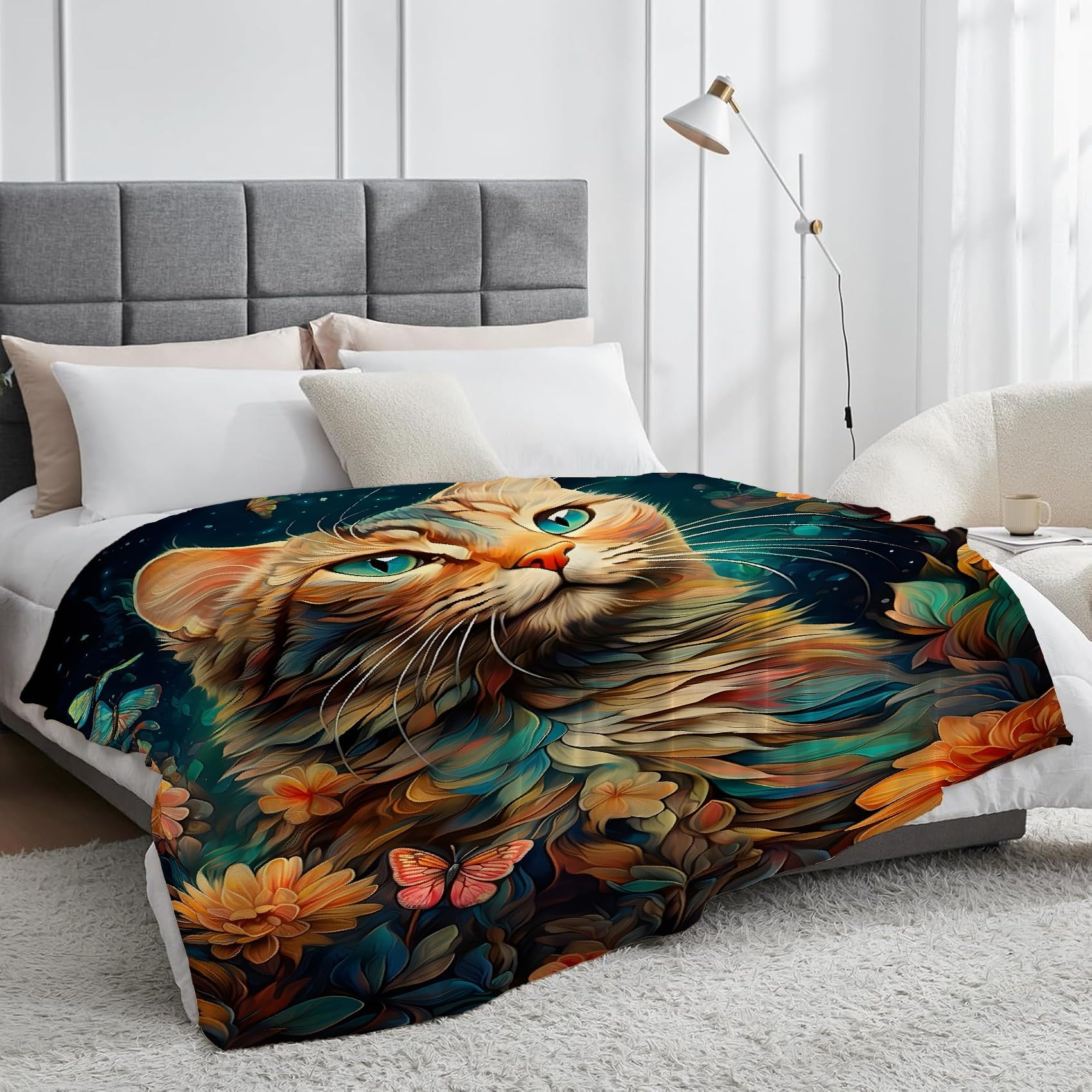 Animal Manta Personalizada 180x200 cm Gato Mantas Personalizadas con Fotos para Parejas, Amantes, Adultos, Niños, Regalos para Mamá, Papá, Novio, Novia