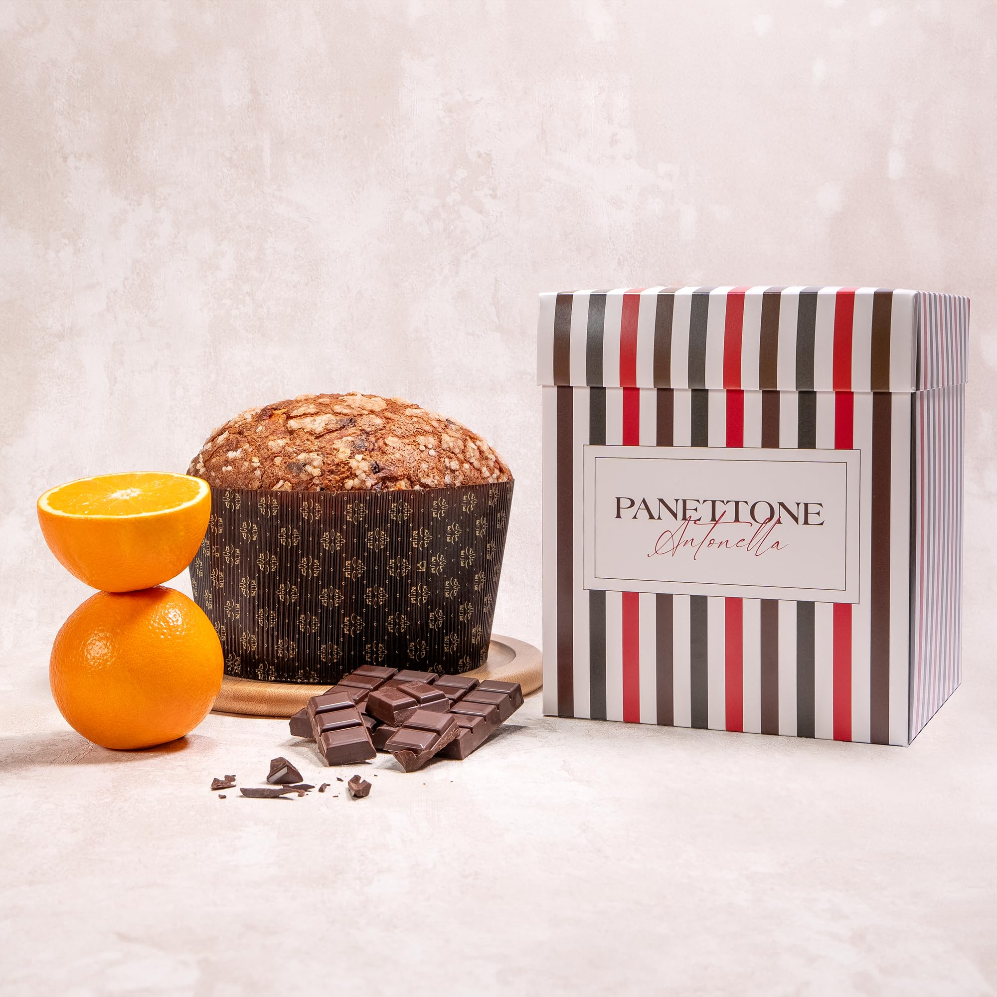 Panettone Antonella de Chocolate y Naranja XXL 1200 gr - Elaboración Artesanal con Receta Tradicional - Delicioso Panetone Dulce Navideño (1 PANETTONE)