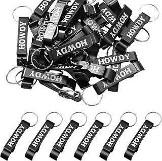 Junkin 30 Pcs Western Cowboy Party Favors Howdy Metal Bottle Opener Keychain Bulk Western Cowgirl Theme Favors for Wild West Derby Last Rodeo Bar Birthday Wedding Bridal Shower Gift Souvenirs (Black)