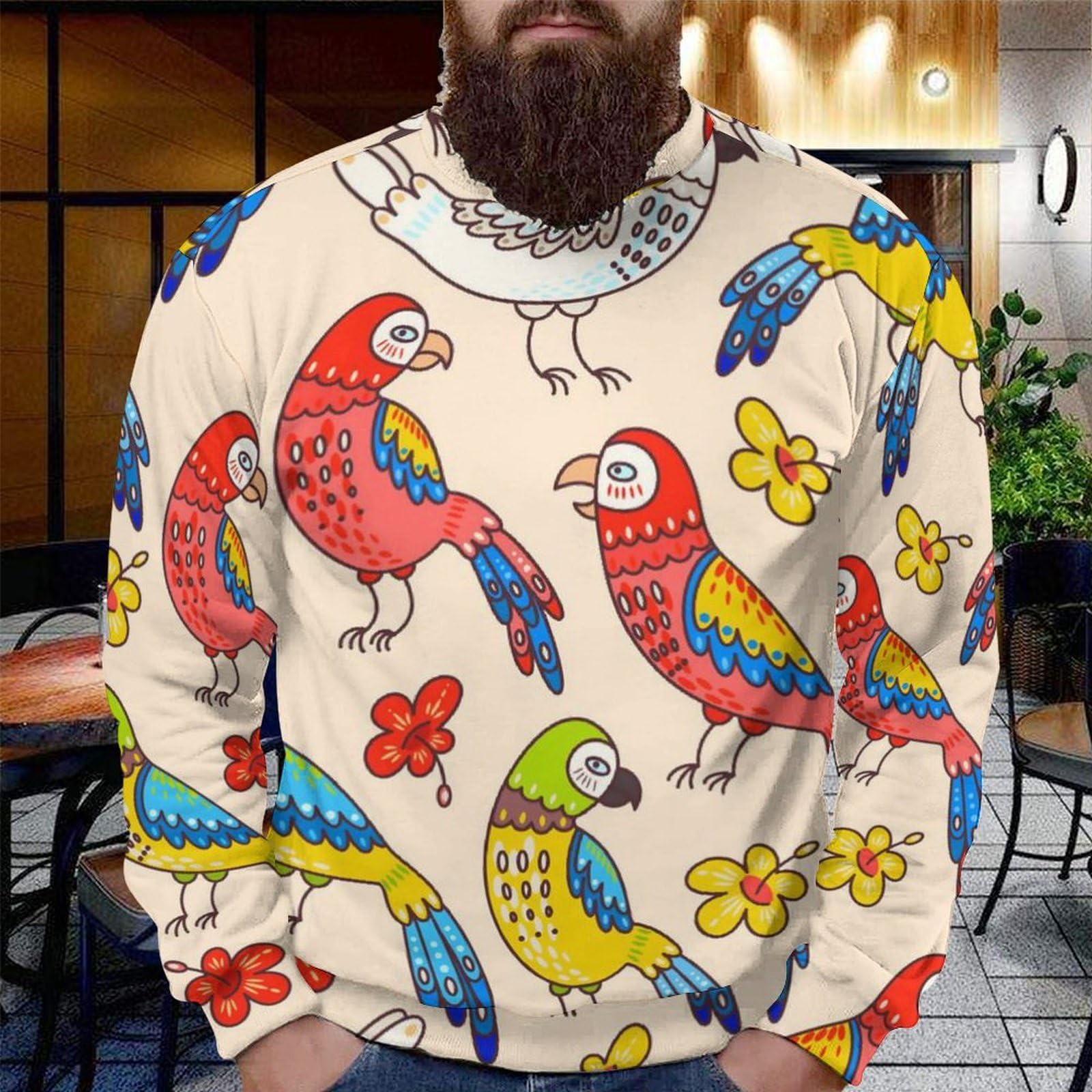 カラフルオウムプリントプルオーバー Amazon.co.jp: パーカー メンズ カラフル オウム柄 長袖 Tシャツ