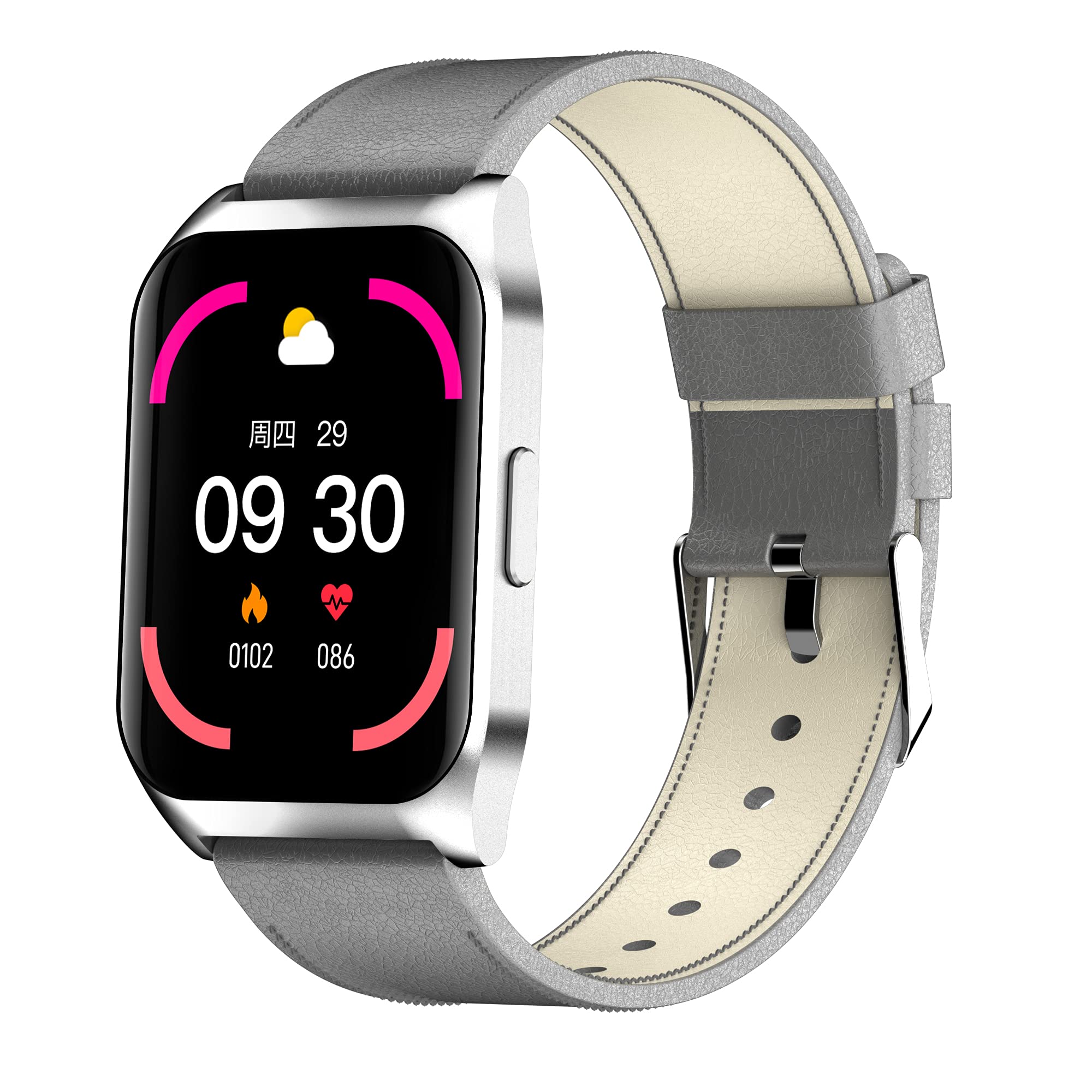 French Connection Smart Man Full Touch Smartwatch with Leather Band (Color: Silver) with 1.69 Large Display, Bluetooth, Sport Modes, Metal Body, Heart Rate Monitor, Multiple Watch Faces- E17-E (B09SVCFLSX) Amazon Price History, Amazon Price Tracker