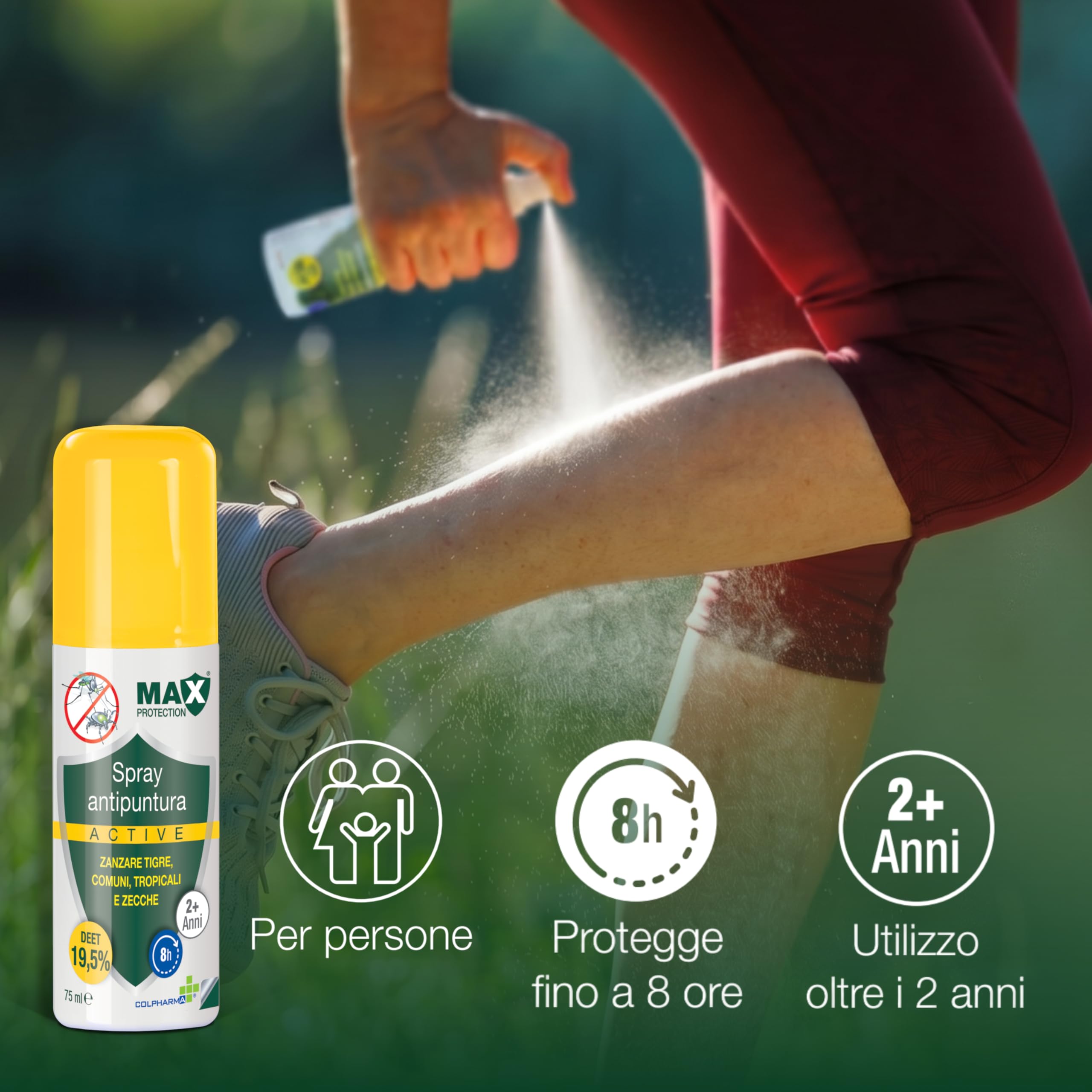 Colpharma Spray Repellente Antizanzare Max Protection Active – Protezione Prolungata