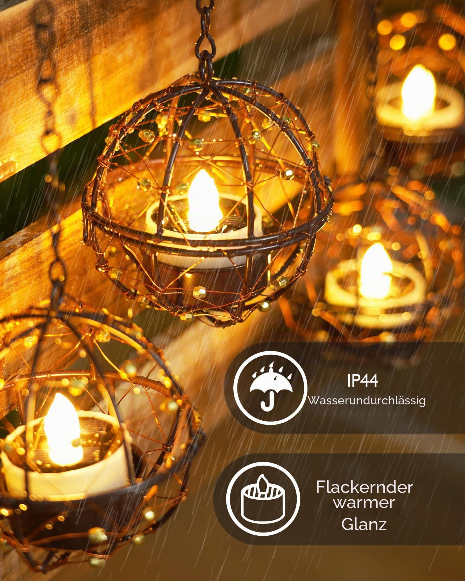 Homemory Solar Teelichter, wasserdichte LED Teelichter für Außenbereich mit Dämmerungssensor (Auto Ein/Aus), Wiederaufladbar Teelichter für Outdoor Laterne, Garten, Camping, 8 Stück