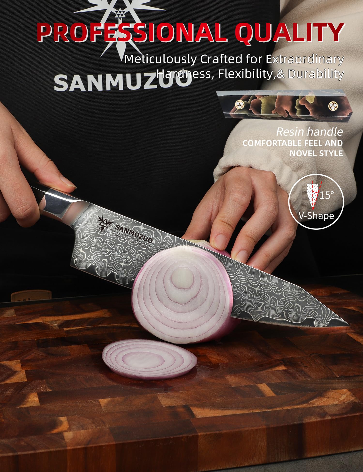 Amazon.co.jp: SANMUZUO キッチンシェフナイフ 8 インチ、プロ仕様の