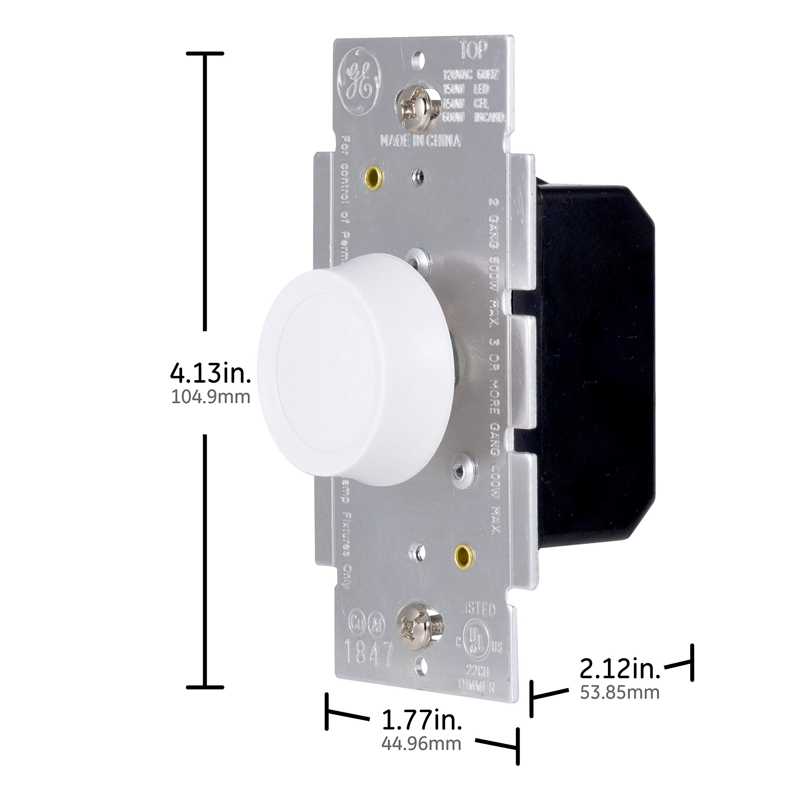 Snapklik.com : GE Single Pole Rotating Dimmer Switch, Rotate On/Off, Use