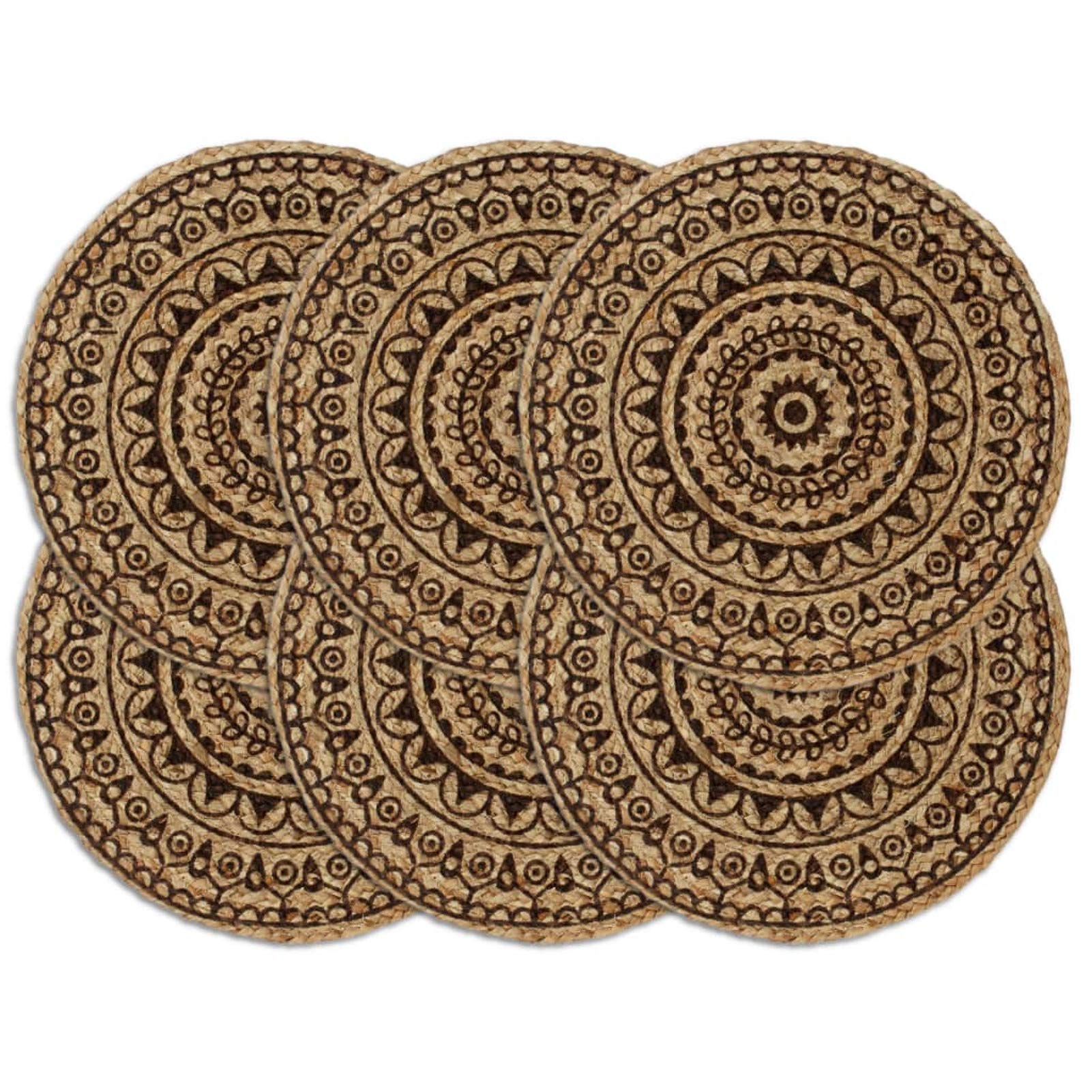 Mantel Individual 6 Unidades Redondo Yute marrón Oscuro 38 cm Mantel Individual Tela salvamanteles imantado