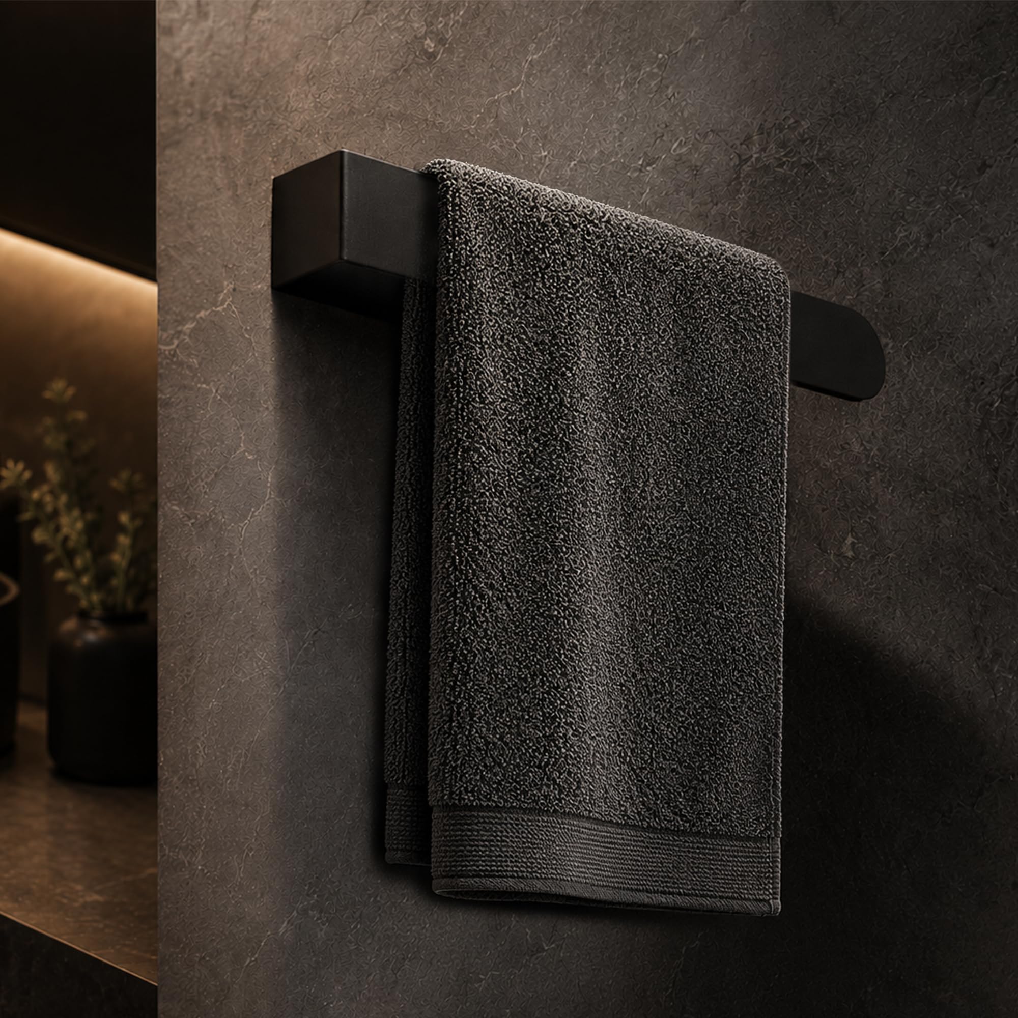 ACHRO-Self Adhesive Black Napkin Holder, Black Coated Stainless Steel Napkin Towel Hanger for Washbasin, Kitchen Sink, Basin, Bathrooms Towel Anti Rust Strong Sticker Towel Holder — Amazon image 2