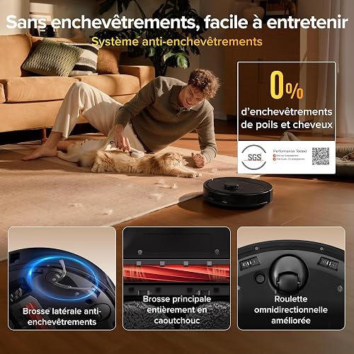 roborock Qrevo S Pro Set Robot Aspirateur Laveur 18 500 Pa, 45 °C Séchage à l’air Chaud, 75 °C Autonettoyant à Haute Température, Évitement d'obstacles et Navigation Intelligente, Anti-enchevêtrements - 4