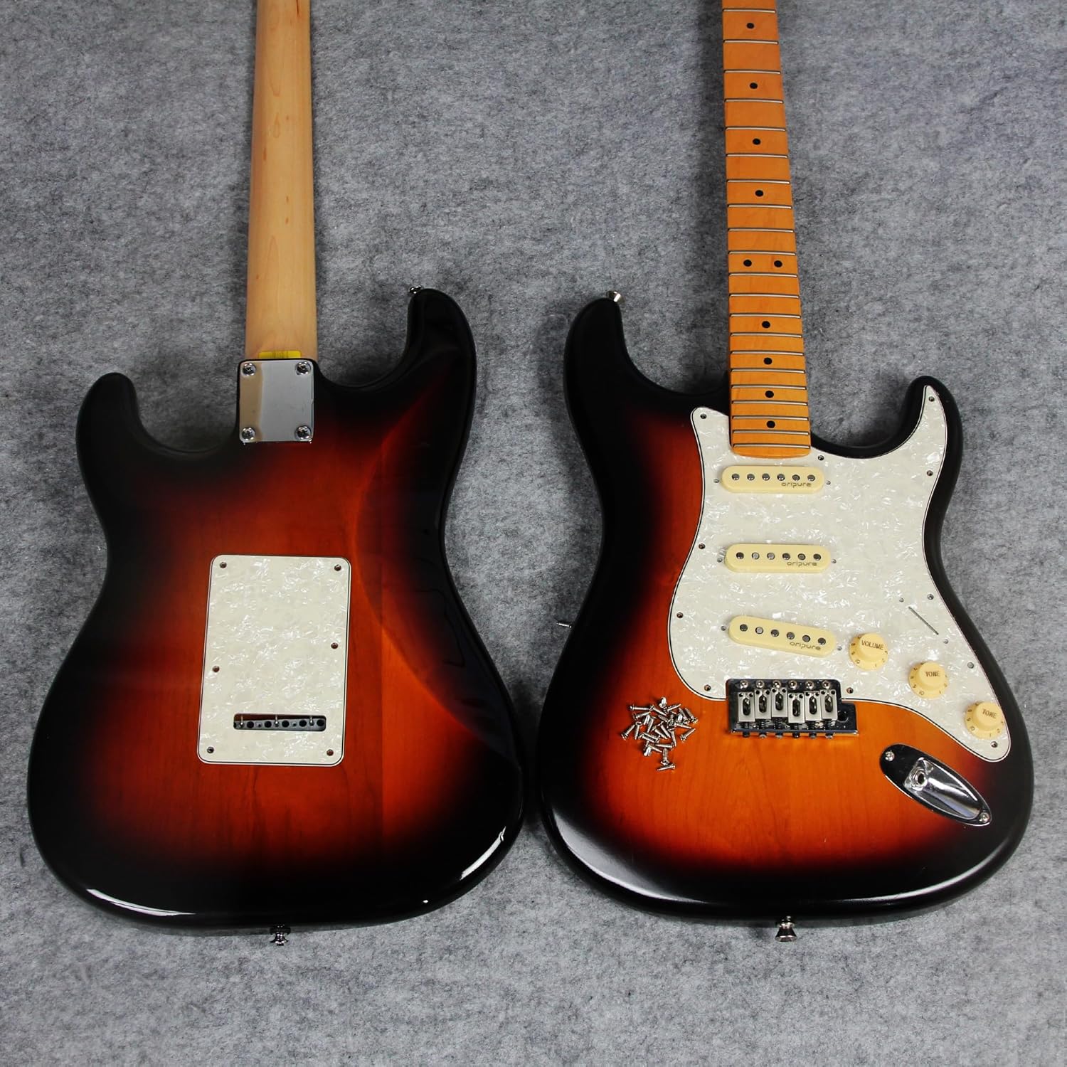 FLEOR SSS 11-Hole Electric Guitar Pickguard with Backplate and Pickguard Screws Set for ST Style Guitar Part,4Ply Aged Pearl thumbnail