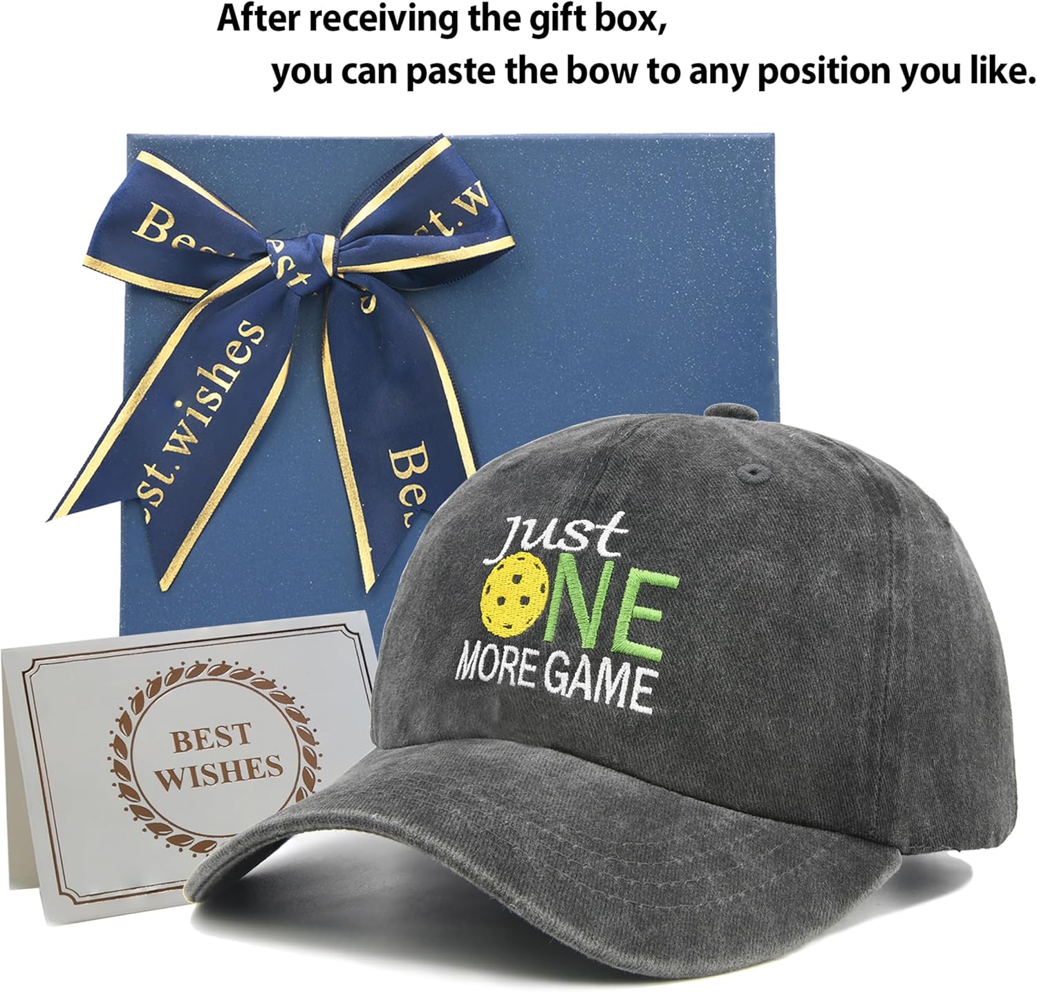 Pickleball Hat with Gift Box - Pickleball Gifts for Men Women - Washed Adjustable Embroidered Baseball Cap - Image 2