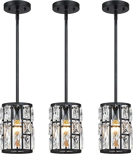 Miniatura 13 de MEXO Lámpara colgante de cristal para isla de cocina, comedor, araña de granja dorada cerca del techo, iluminación sobre mesa, 10068-GD Oro- Isla