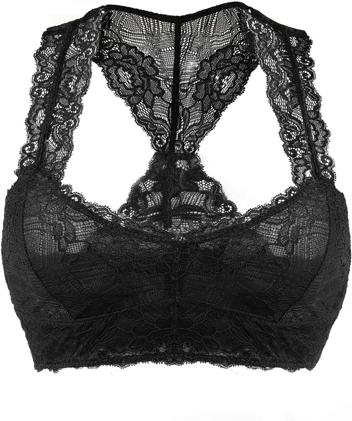 BellisMira Women's Crochet Crop Top Camisole Lace Vest Spaghetti Strap Halter Bralette, Black, S