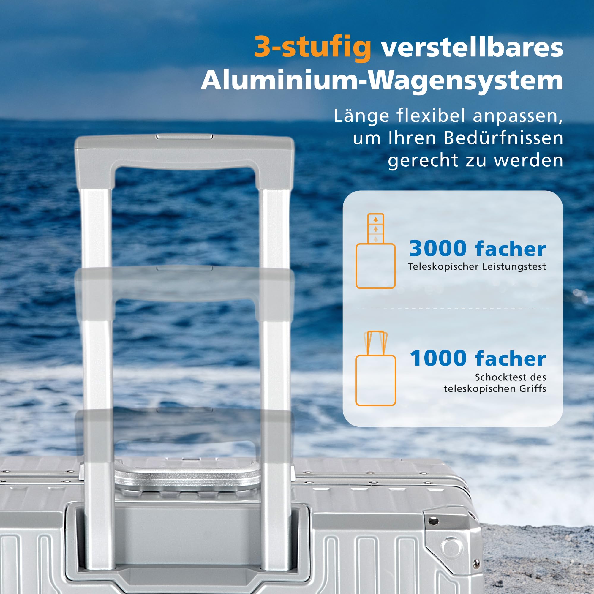 ALPHA CAMP Koffer Größe XL Reisekoffer Leicht Hartschalenkoffer Polycarbonat 98L Luggage Suitcase mit Rollen TSA Schloss & Aluminium Rahmen Handgepäck 49 * 30 * 76cm Silber