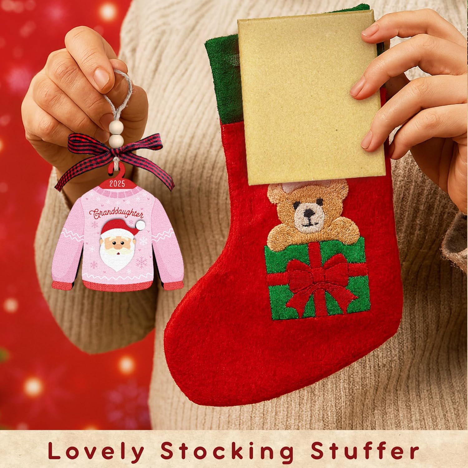 Granddaughter Ornaments - Granddaughter Christmas Ornament - Family Ornaments for Christmas Tree - Granddaughters Gifts, Gifts for Granddaughters from Grandma, Grandpa - Wood Ornament 2025 - Image 6