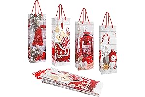 CCINEE Christmas Wine Bottle Gift Bags with Handles (12-Pack)