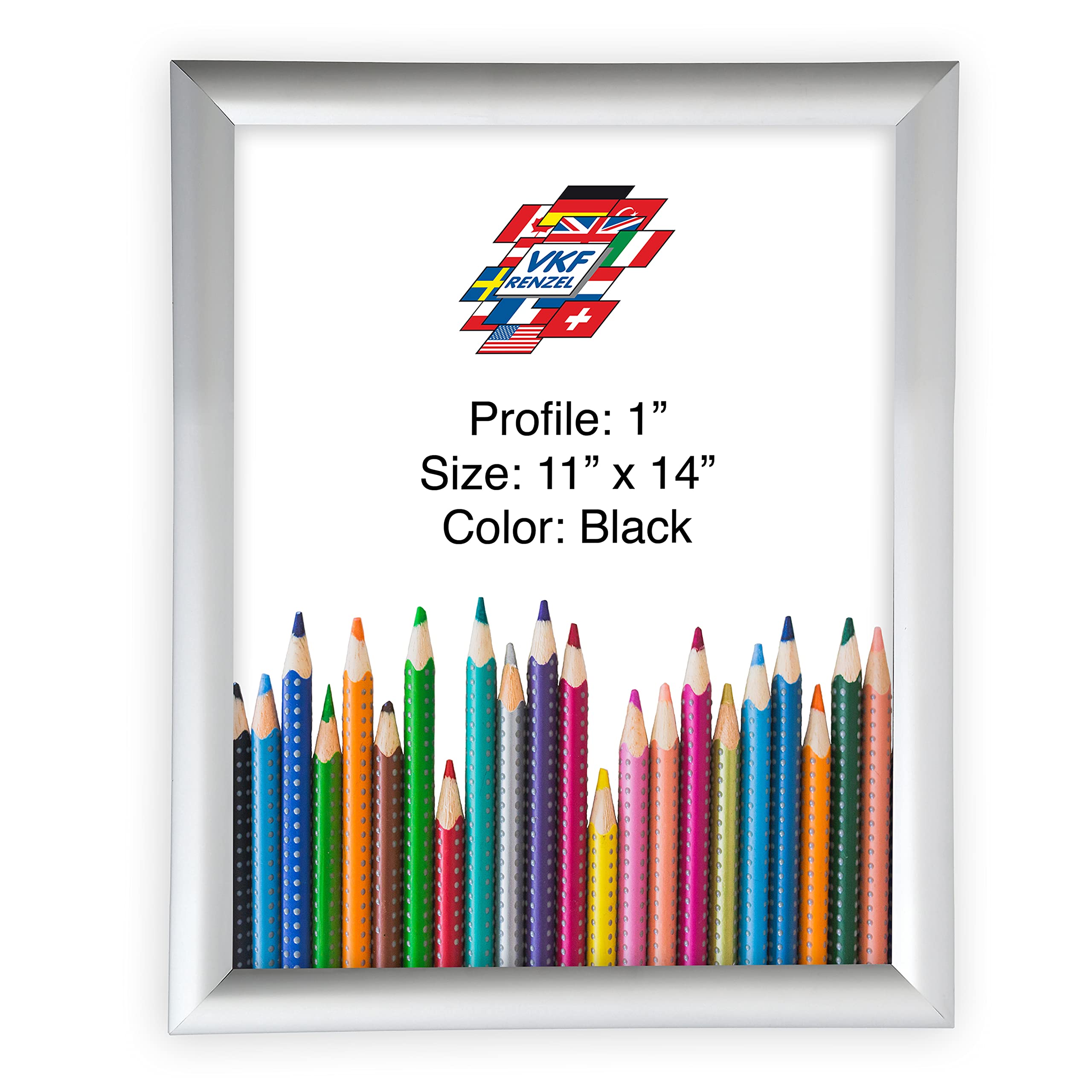 Aluminum Snap Frame, Front Loading Pictures Frame, 11" x 14", Silver Finish, with Non-Glare PVC Cover and Sturdy Plastic Backing