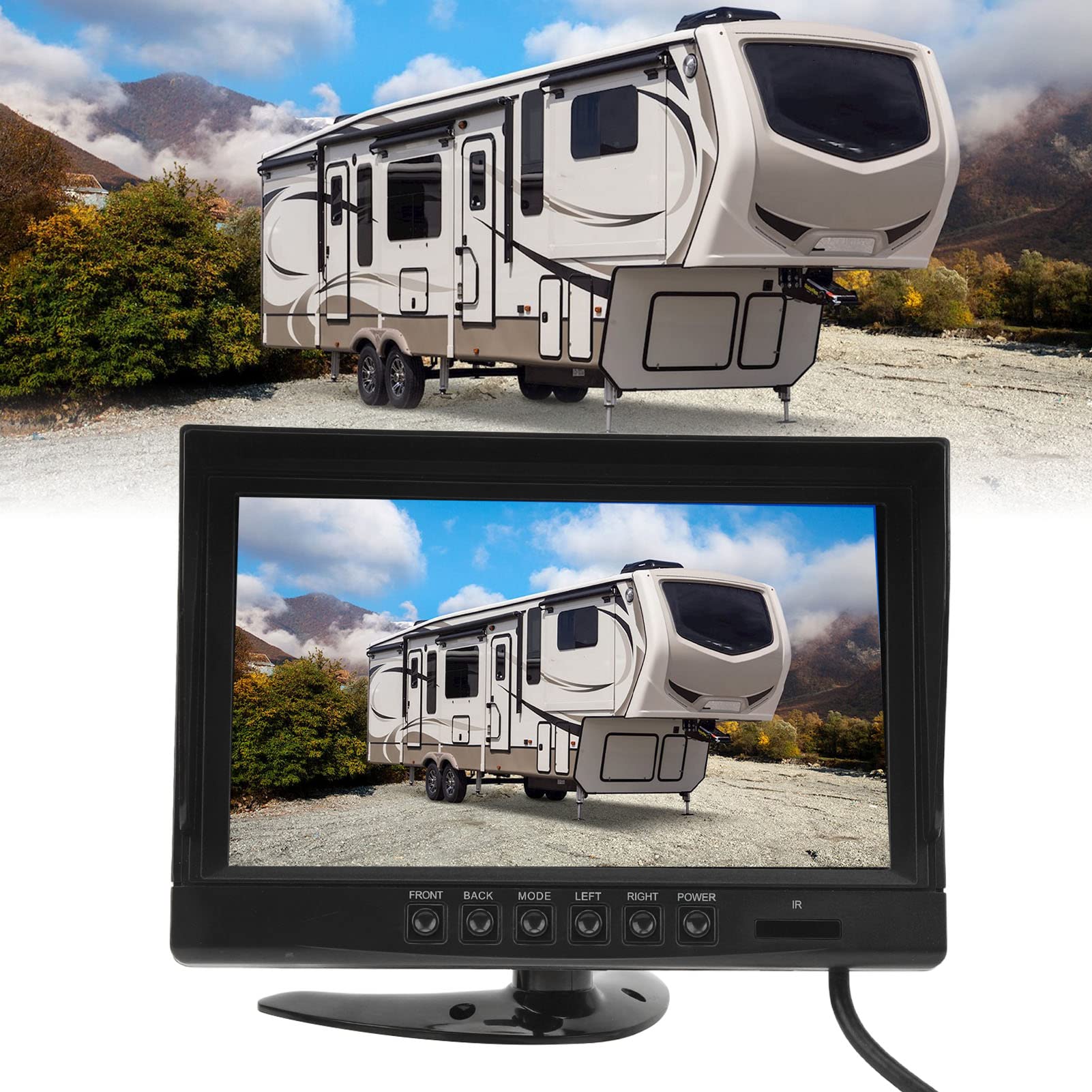 Monitor de cámara de respaldo IPS HD de 9 pulgadas con entrada de video de 4 vías, visión trasera y pantalla de marcha atrás para camiones, caravanas, remolques y automóviles de pasajeros