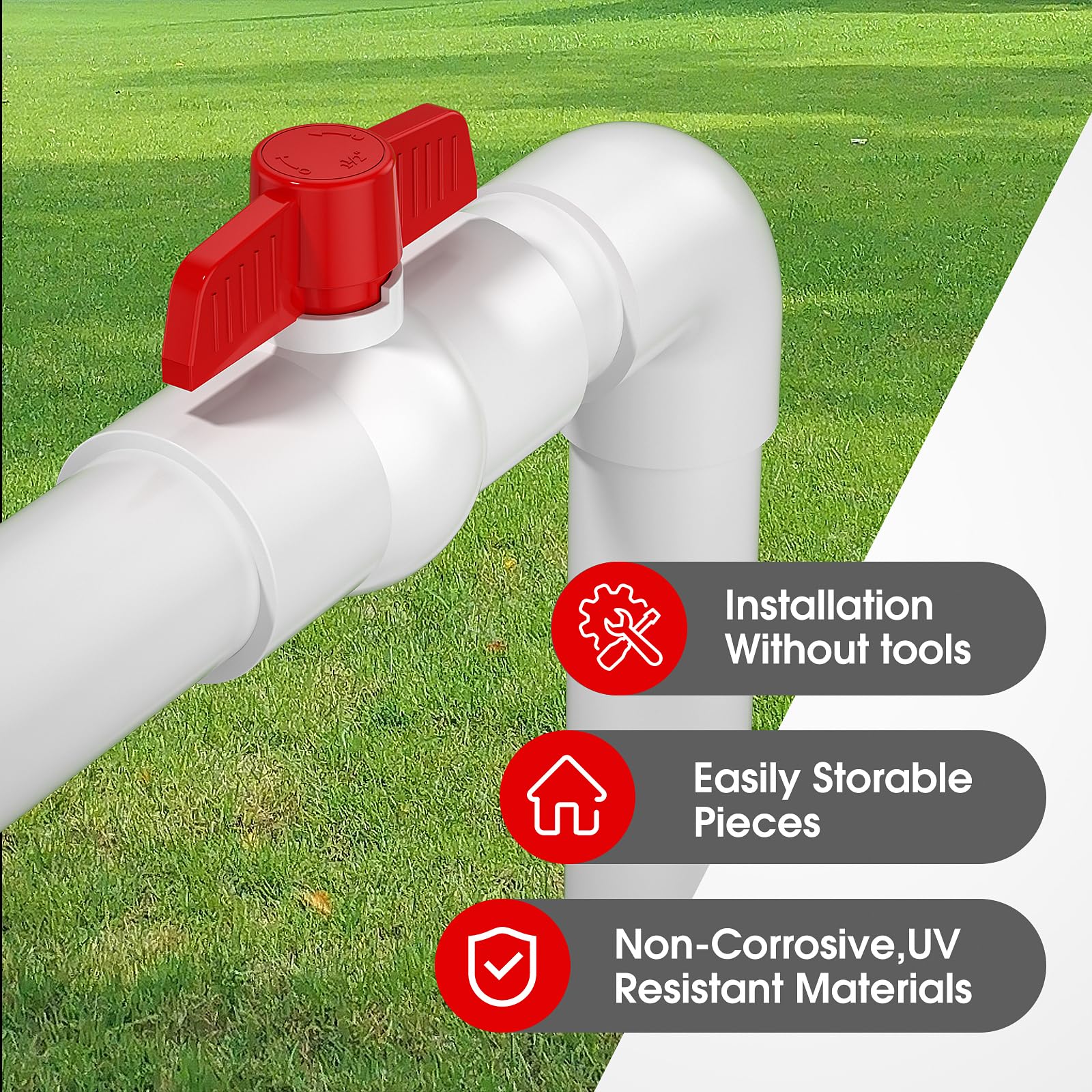 SCH40 Slip Socket Valves 1 Inch PVC Ball Valves 5 Pack - SCH40 Slip ...