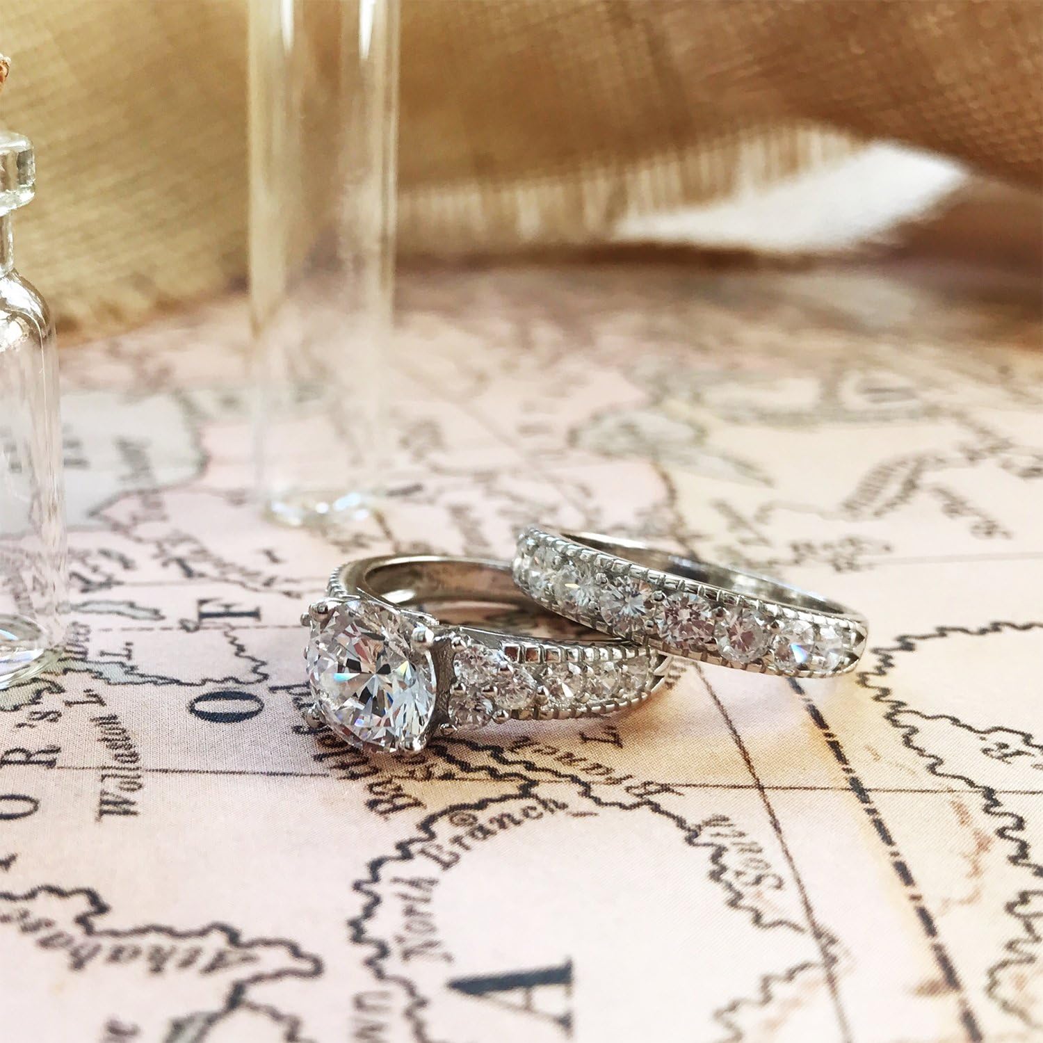 Metal Masters Womens 1.5 Carat Sterling Silver 925 Engagement Bridal Ring Set Round-Cut Cubic Zirconia - Image 6