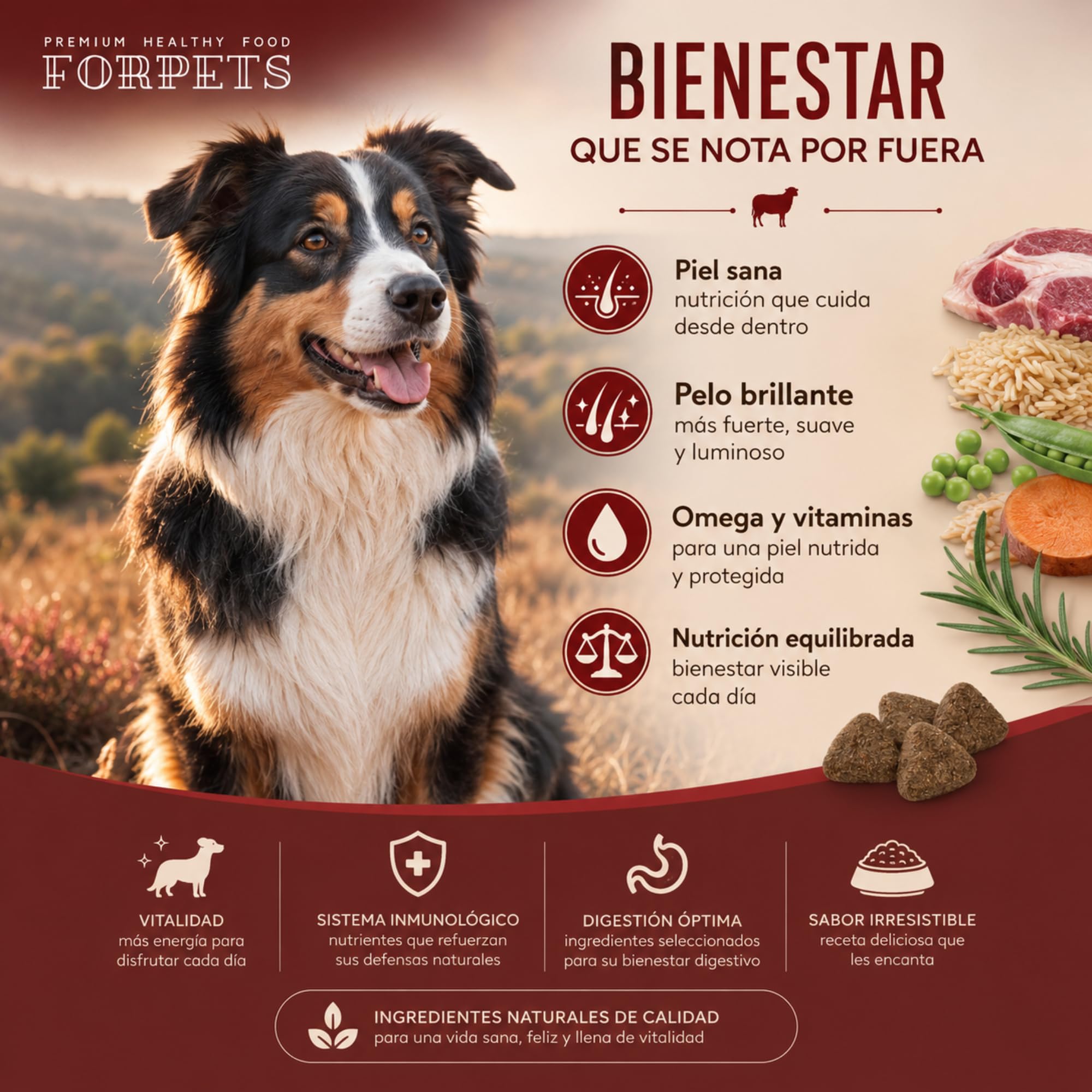 Pienso de Cordero para Perros Hipoalergénico 15 kg | Digestión Sensible, Piel Atópica y Alergias | Sin Gluten Fácil de Digerir | Adultos Razas Medianas y Grandes | FORPETS Cordero y Ternera