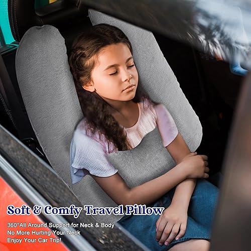 Miniatura 5 de Almohada de viaje para niños, almohada de automóvil para niños, almohada de automóvil para niños, almohadas cómodas para viajes largos o viajes por