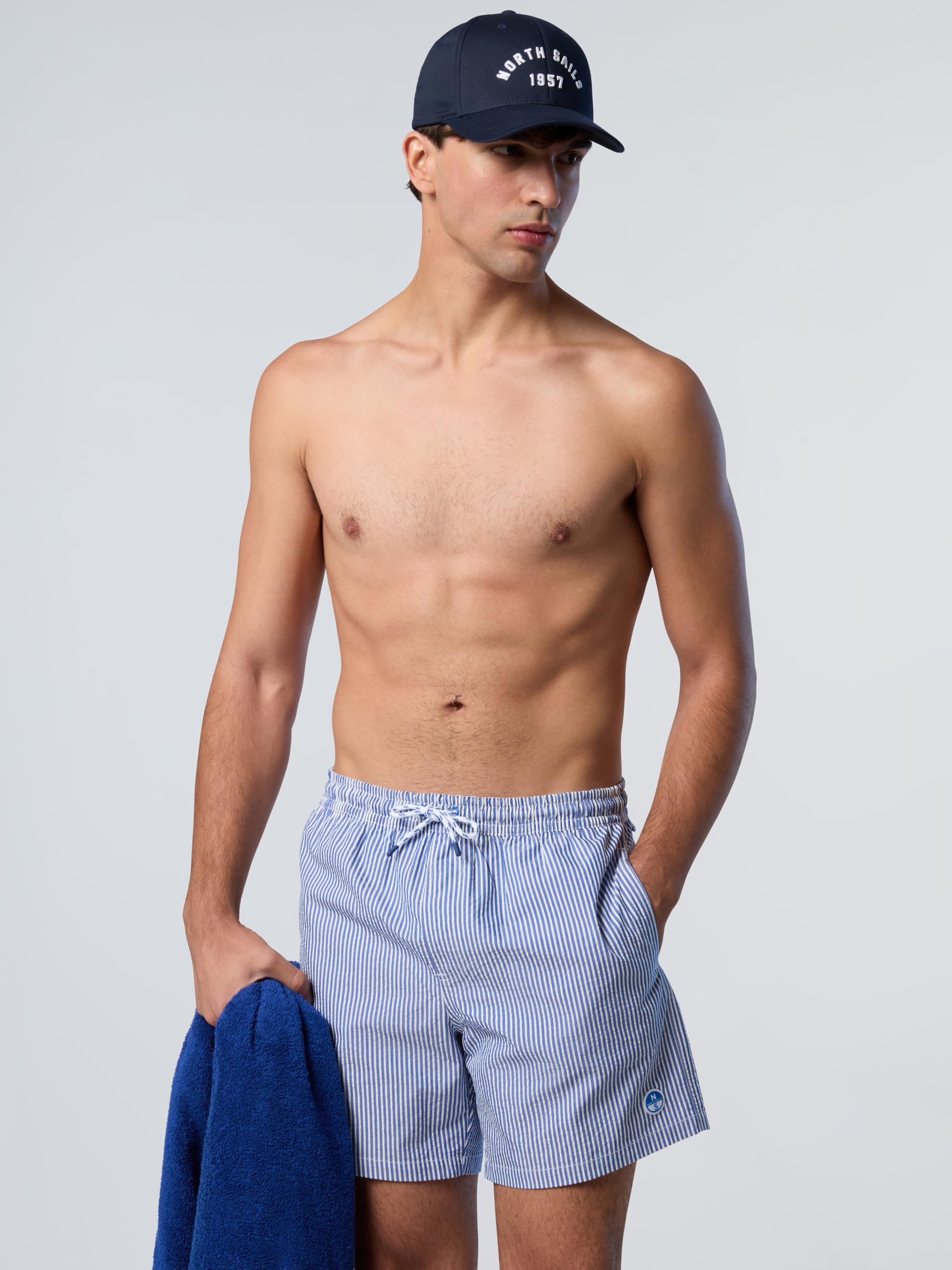 NORTH SAILS Boxer Mare Uomo in Seersucker di Cotone e Poliestere a Righe