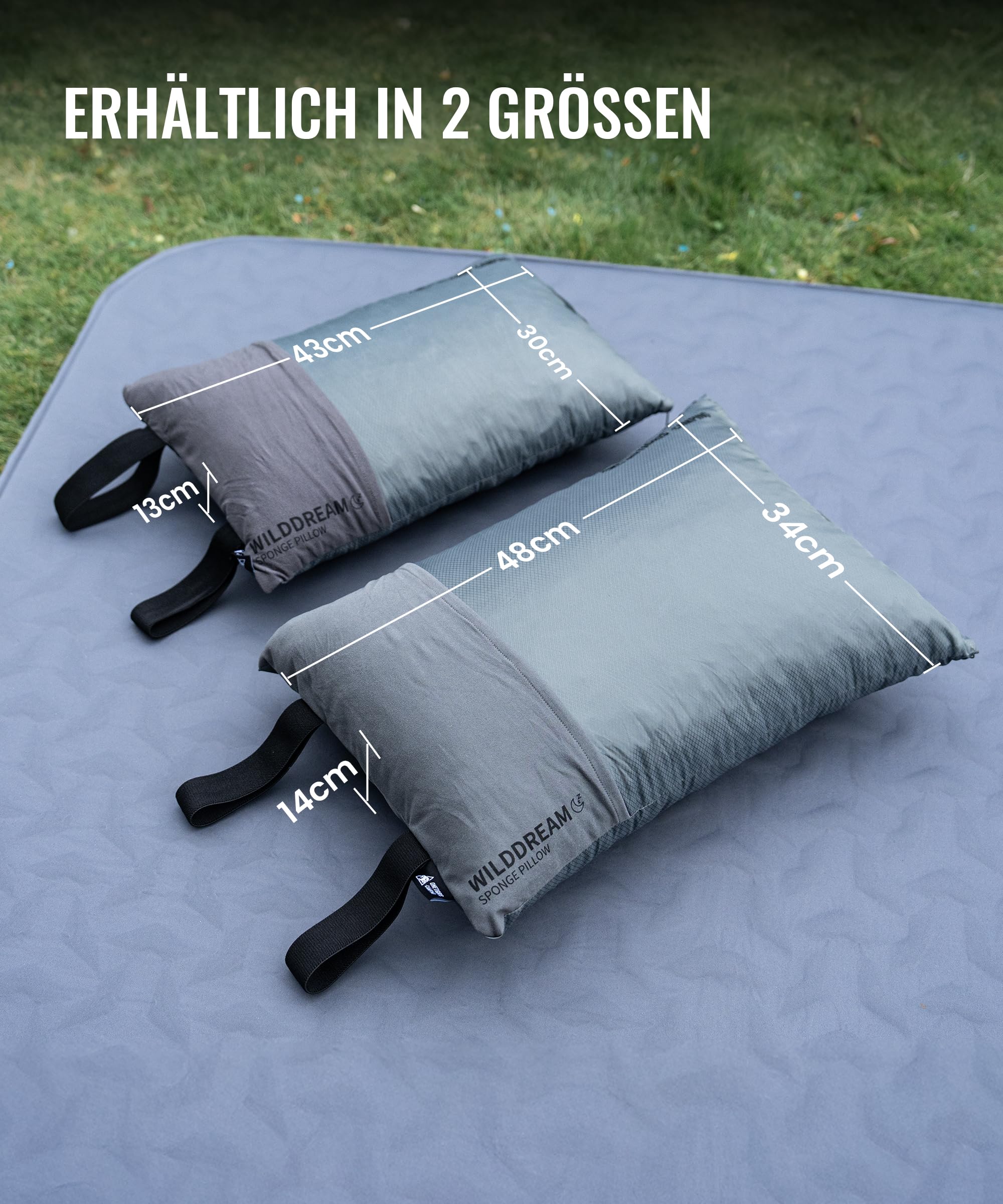 OneTigris WILDDREAM Grand coussin de camping en mousse à mémoire de forme broyée, coussin de voyage compressible pour l'extérieur, le tourisme sac à dos et la voiture (48 x 34 x 14 cm)