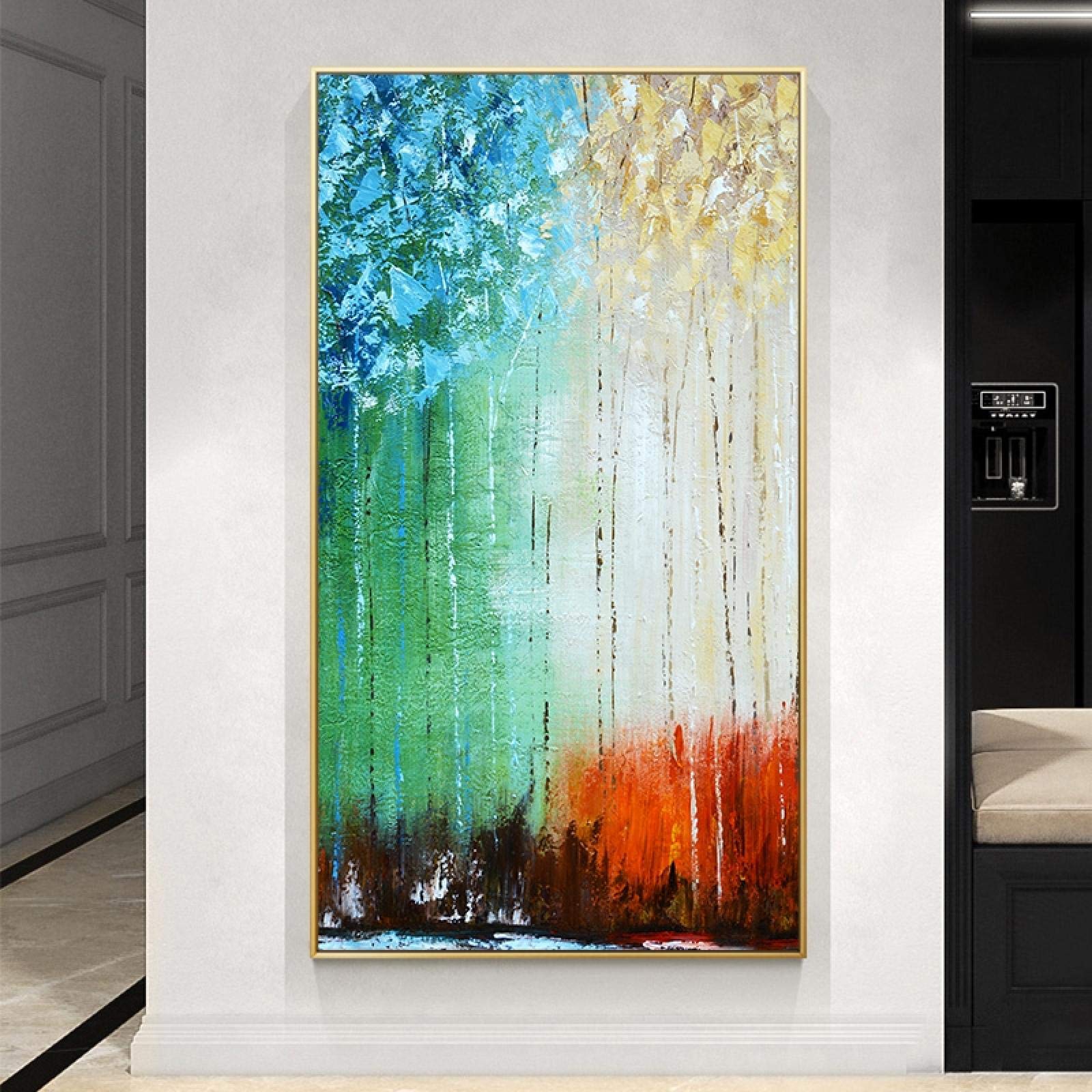 モダンインテリア、抽象画、キャンバス画、アート Amazon.co.jp: モダンアート 抽象画 四季 カラフルなオイルキャンバス